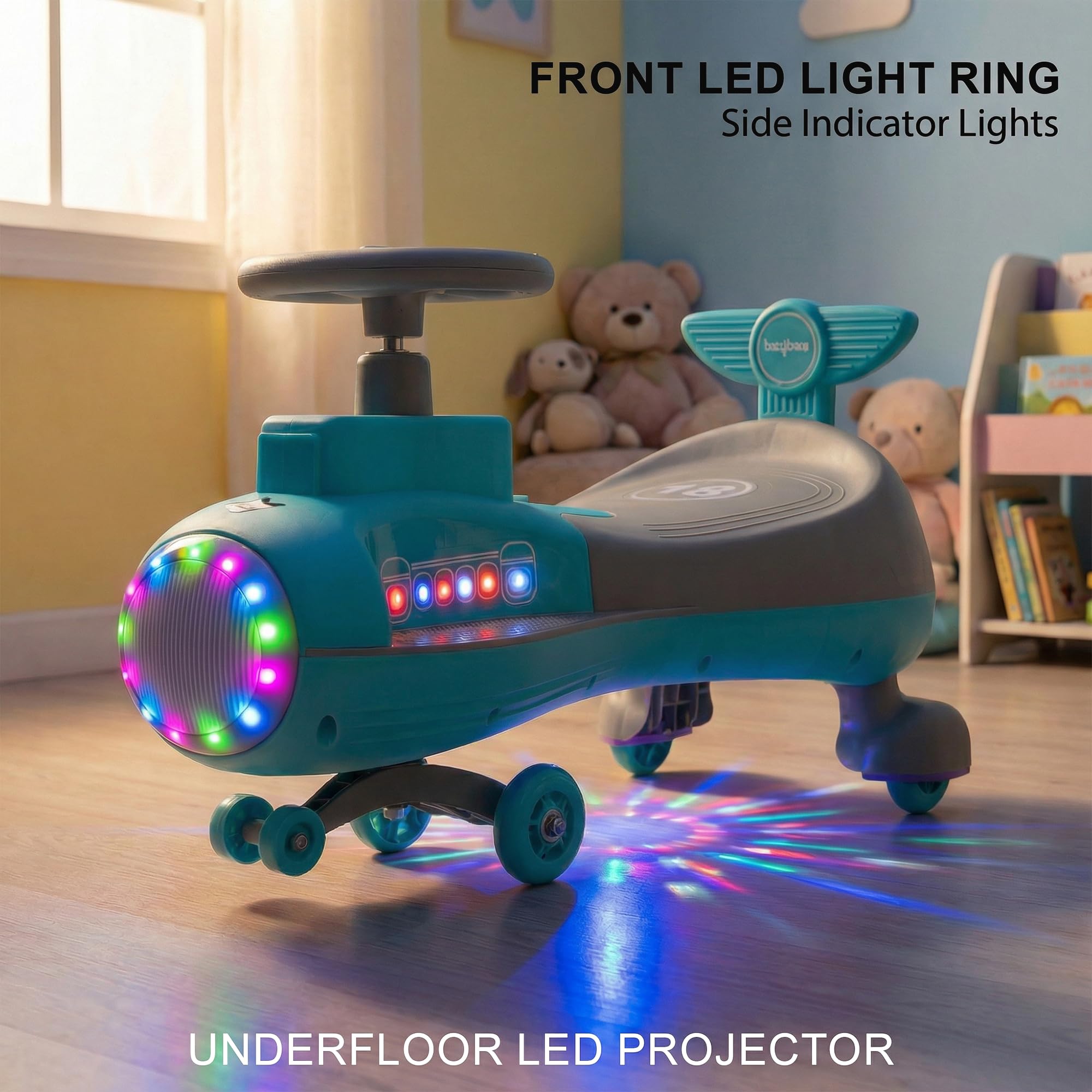 Baybee Zygo Swing Car - Kids Ride On with Lights & Music -3 Baybee Zygo Swing Car - Kids Ride On with Lights & Music -3