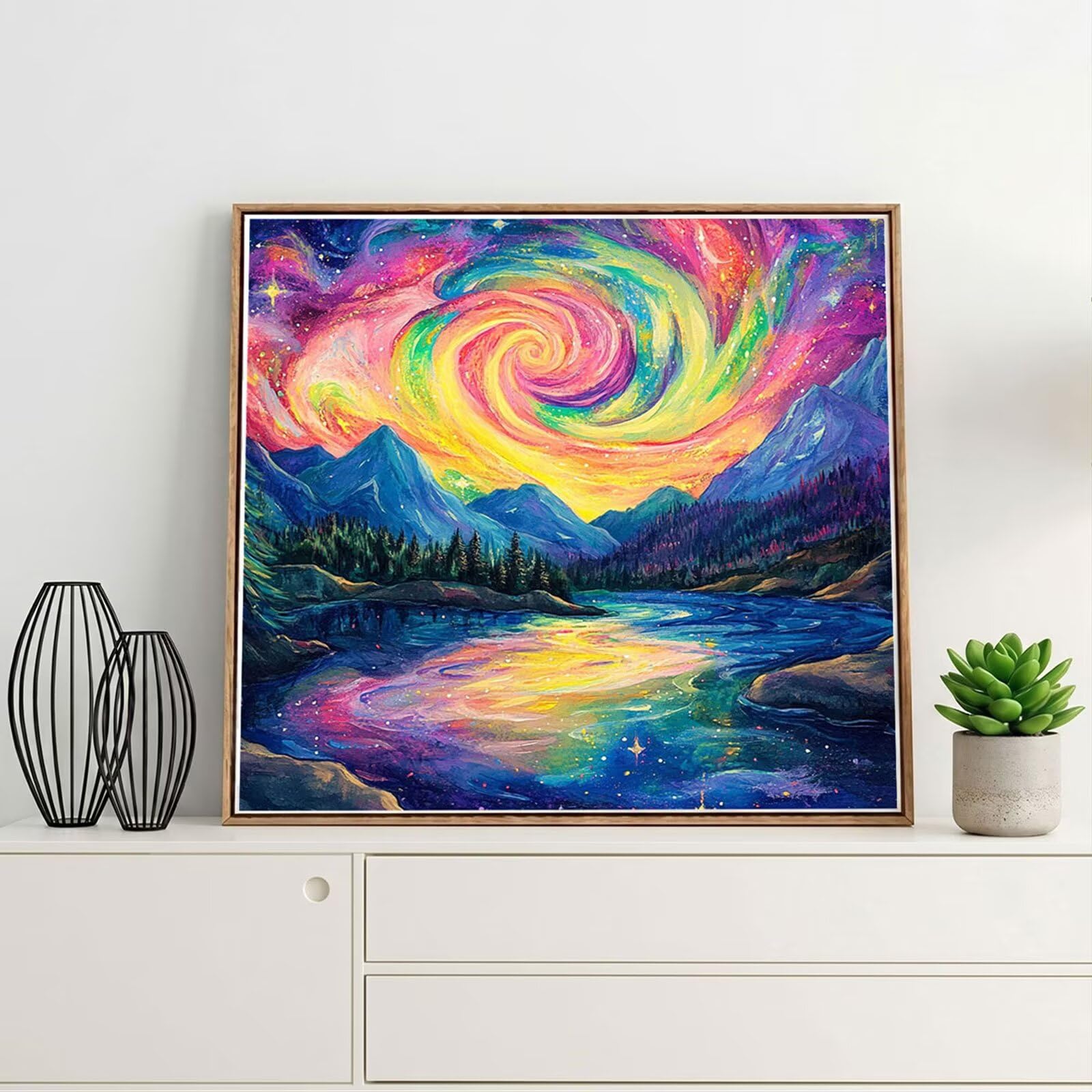 5D Diamond Painting Kit Complet, Diamond Painting Enfant Couleur Plein Foret Peinture Diamant Abstrait pour Adulte Débutant, Activité Manuelle Cristal Art Kit pour Décoration Murale 90x90cm FX#6