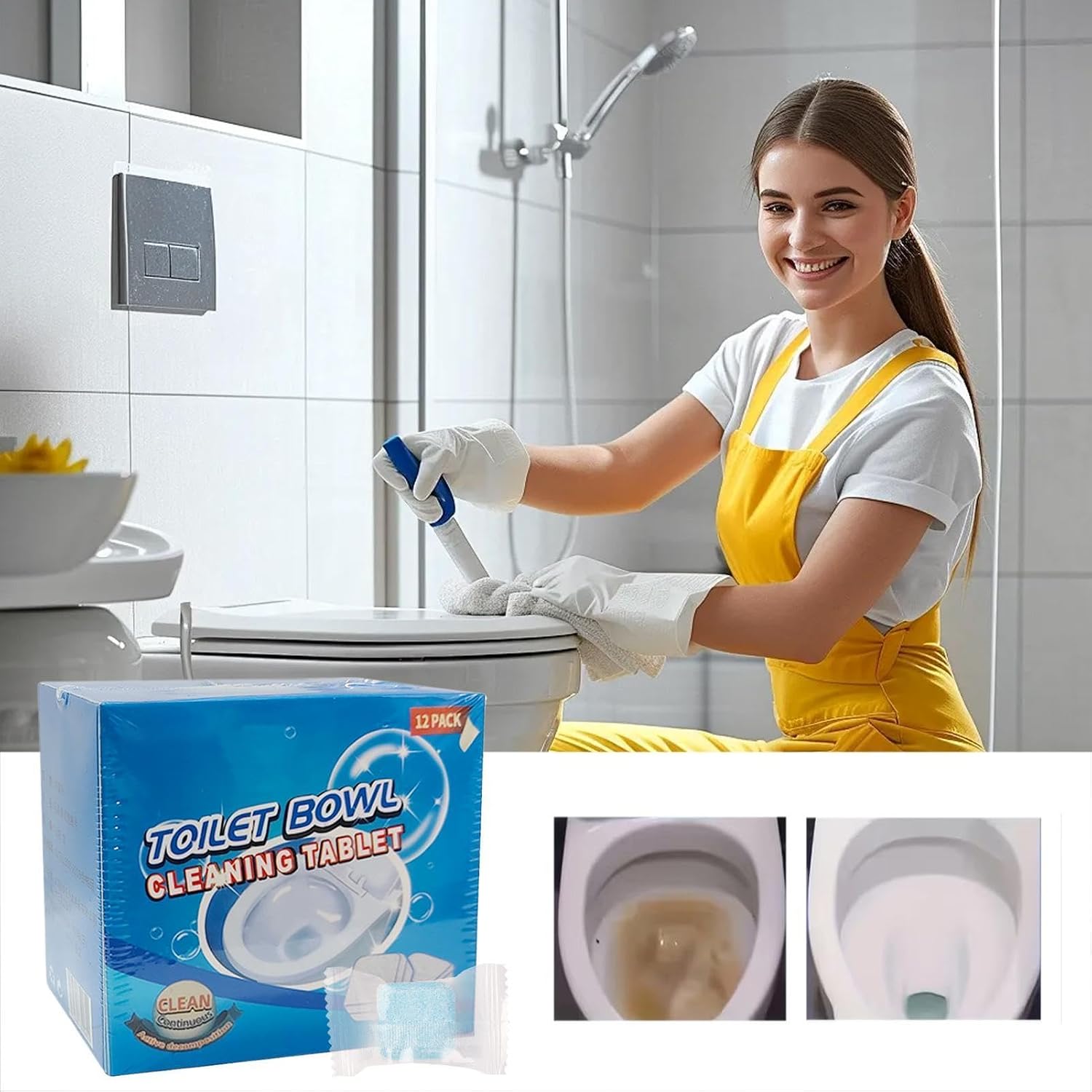 Toilet Bowl Cleaner Tablets 180g Powerful Bathroom Fresh Scent image 3