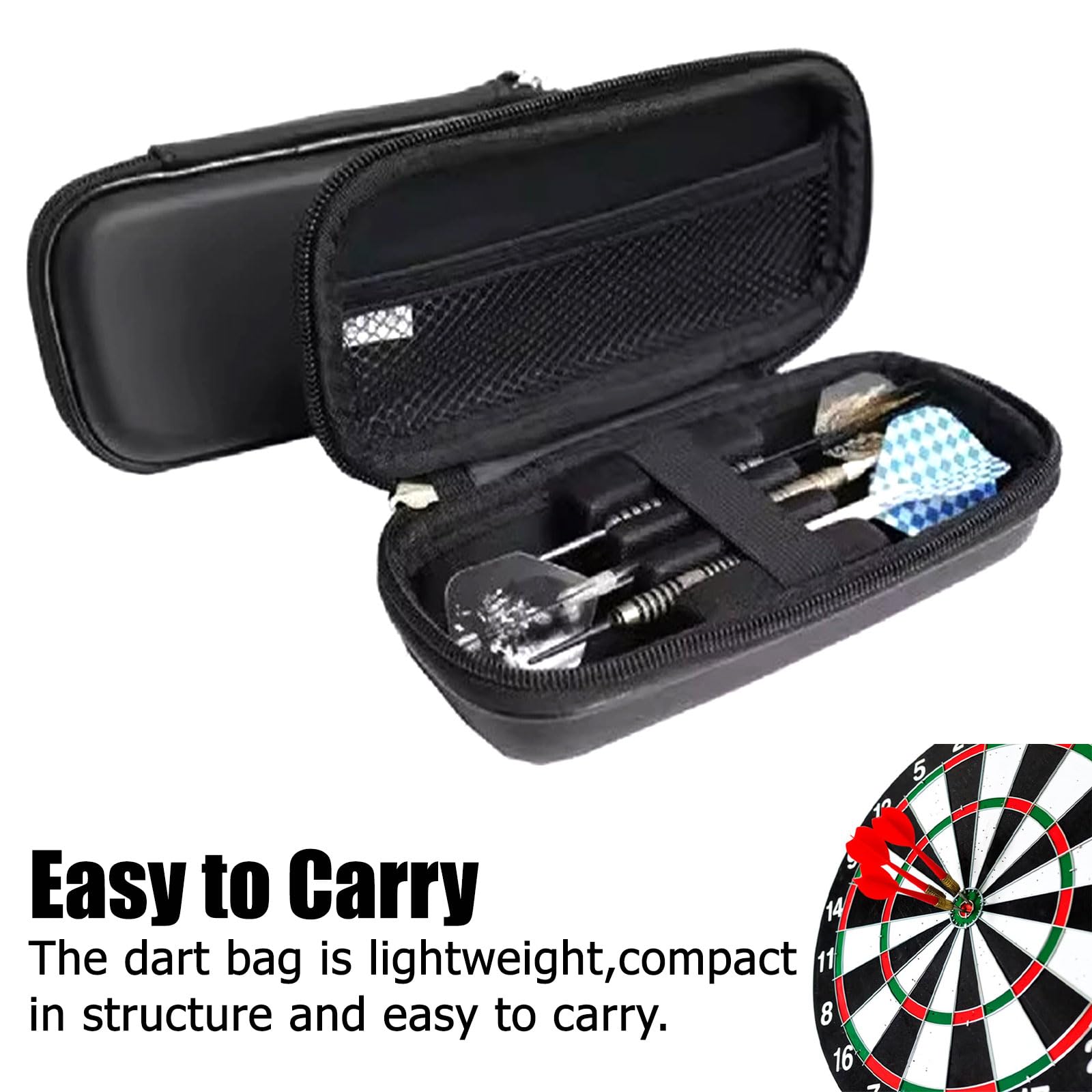 Butyeak Estuche Dardos, Funda Dardos, Cartera de Almacenamiento, Darts Case, Bolsa Caja de Almacenamiento para 4 Dardos, EVA Dartwallet con Cierre de Cremallera, Dardos no Incluidos, Color Negro
