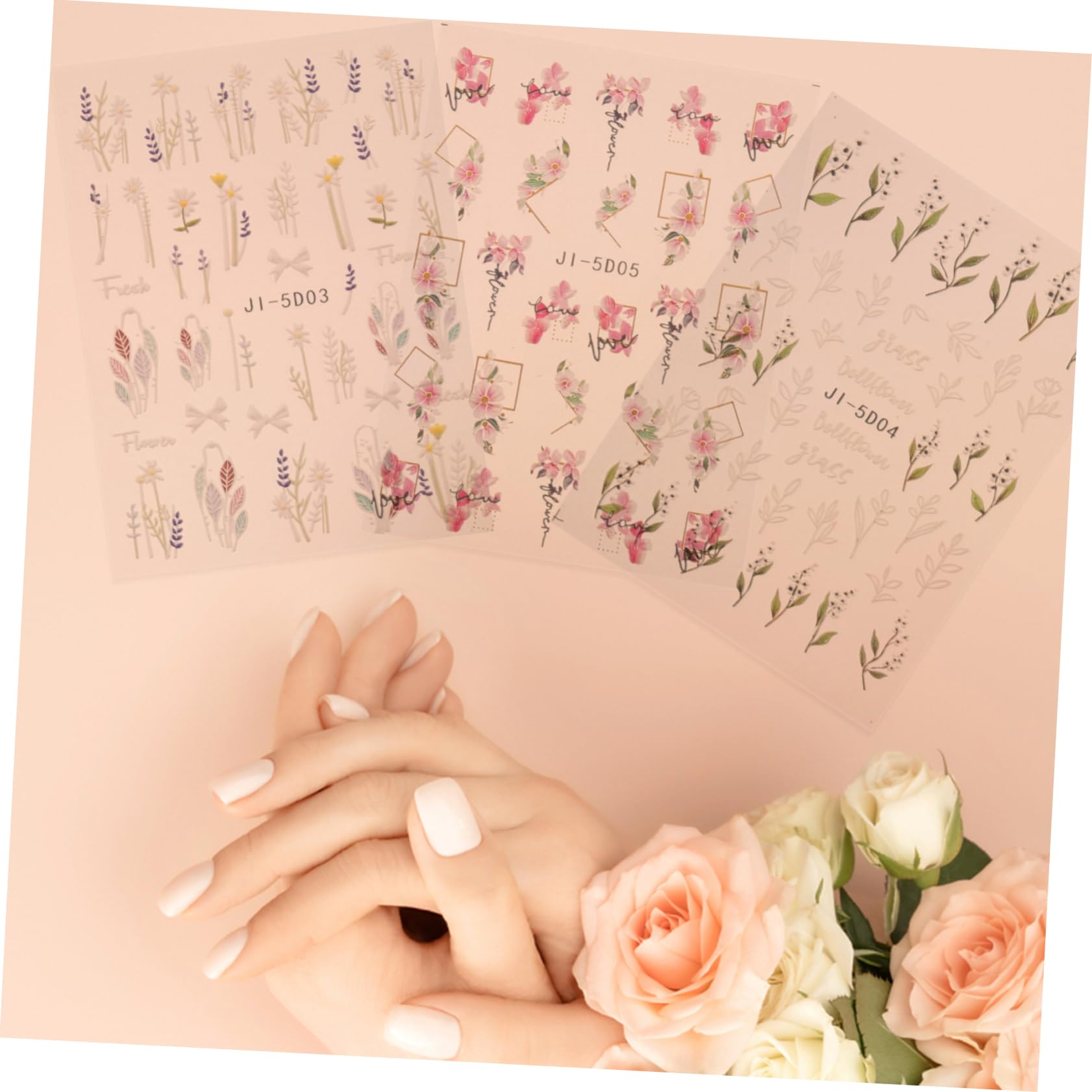 Beaupretty 15hojas Pegatinas De Uñas Autoadhesivas Efecto Relieve Para Decoración De Arte De Uñas Para Uso Profesional y Personal