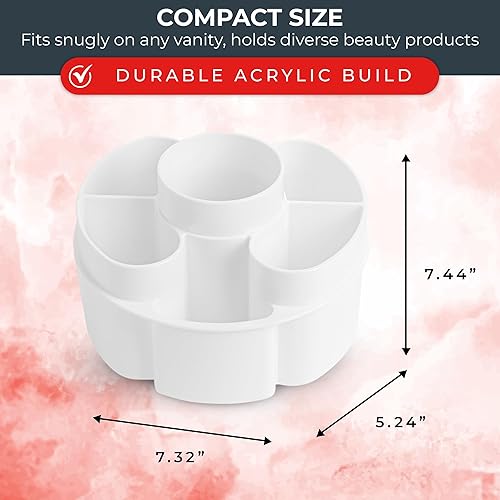 Miniatura 9 de Masirs - Organizador de maquillaje giratorio 360, altura ajustable y totalmente giratorio El organizador de cosméticos perfecto para el tocador de