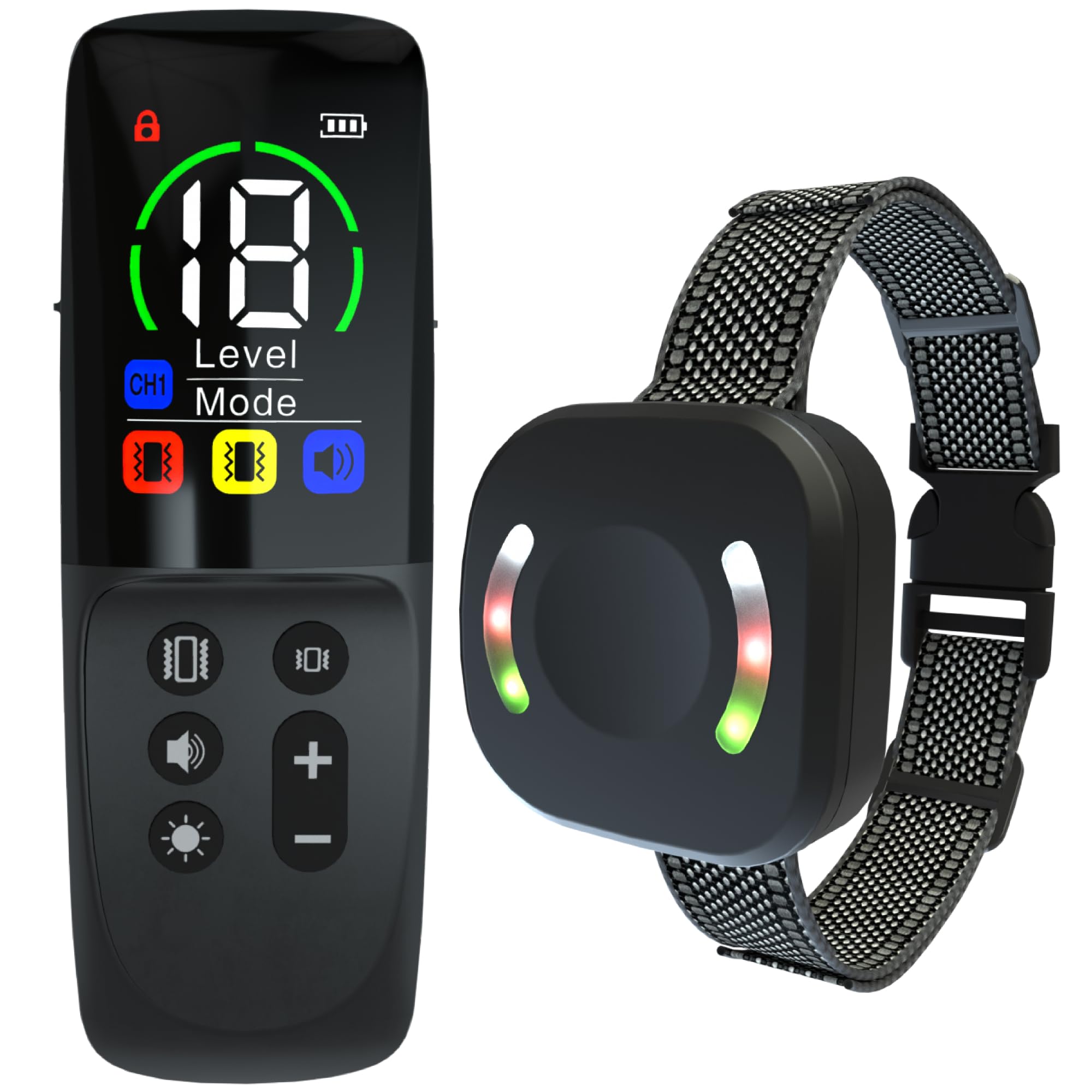 Meloive Collar de Adiestramiento para Perros,Collar Recargable con Rango de Control Manual 3000 Metros,4 Modos de Adiestramiento Efectivos Luz LED/Sonido/Vibración/Fuerte Vibración