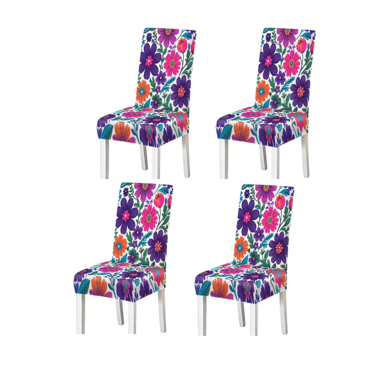 FZJKGH Boho Floral Pattern Print Dining Chair Covers Set Of 2/4/6, Stretch Slipcovers For Kitchen Dining Room Removable Stretch Slipcovers for Dining Chairs(4PCSChair cover)