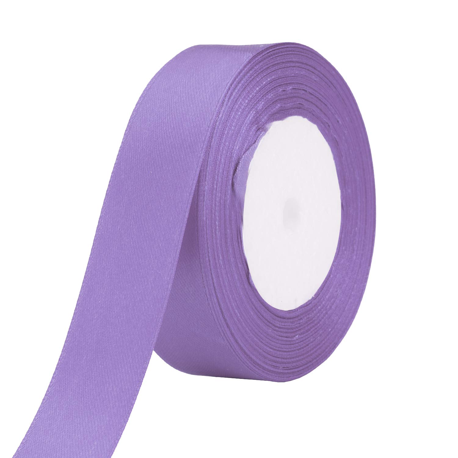 WedDecor Lilac Purple Ribbon for Gift Wrapping, 50mm x 25 Metres Double Sided Polyester Satin Ribbon Roll for Christmas, Wedding, Crafting, Sewing, Hair Bow, Birthday Cake Decoration — image 1