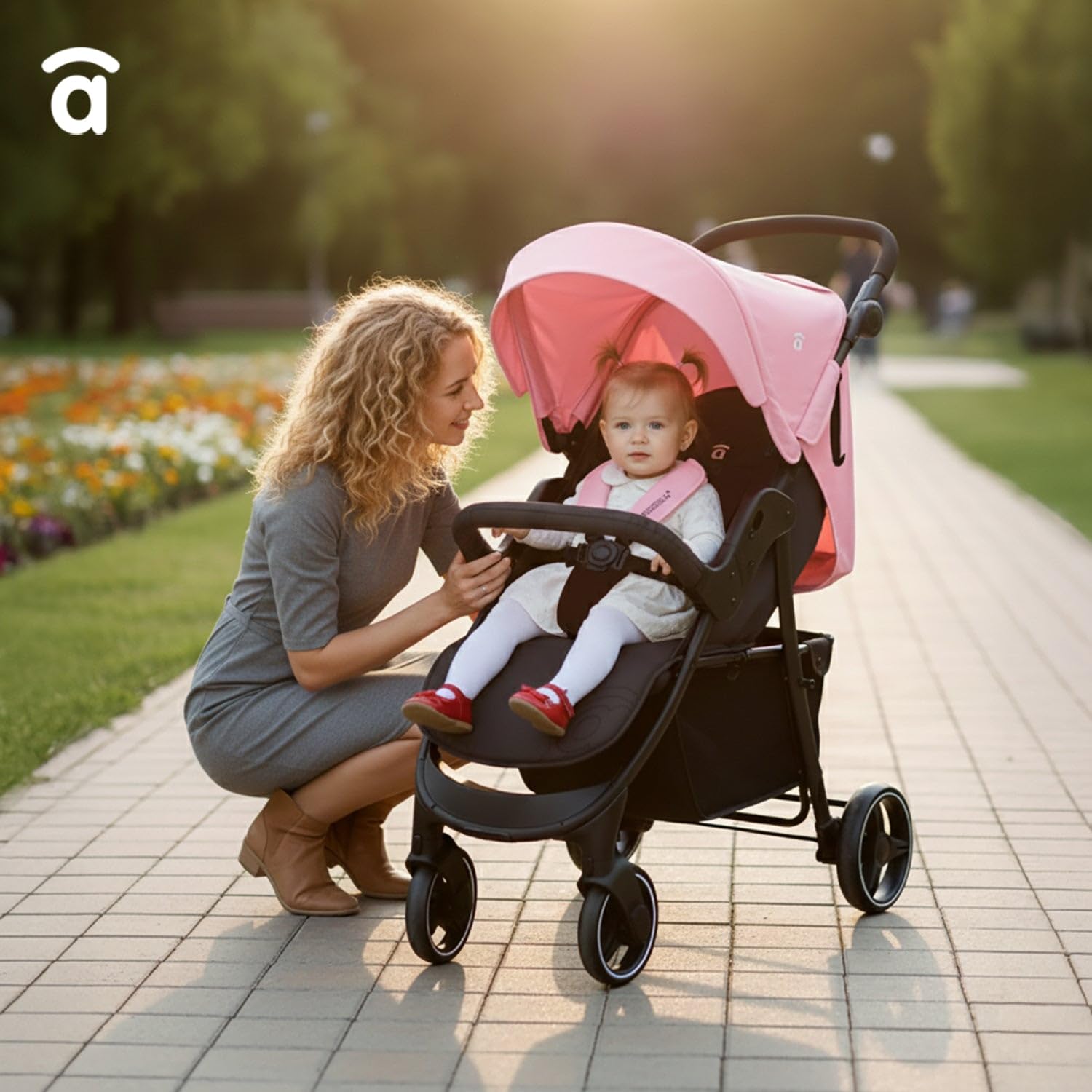Asalvo AMÉRICA 3 Silla de Paseo, Carrito bebé, Carro para bebés, Confortable, Ultraligera, Segura, Capota con Ventana y Freno Trasero, Manejable, Plegado compacto, Carga Máxima 24 kg, Rosa