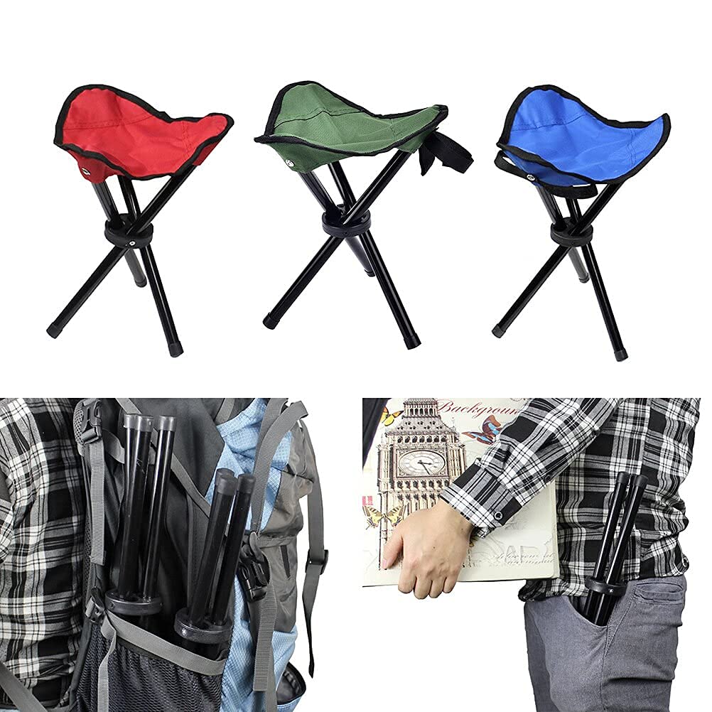 Kixre Folding Tripod Stool, Messar Portable Stable Travel Chair Tri-Leg Stool for Outdoor Travel Camping Fishing Hiking Mountaineering Gardening