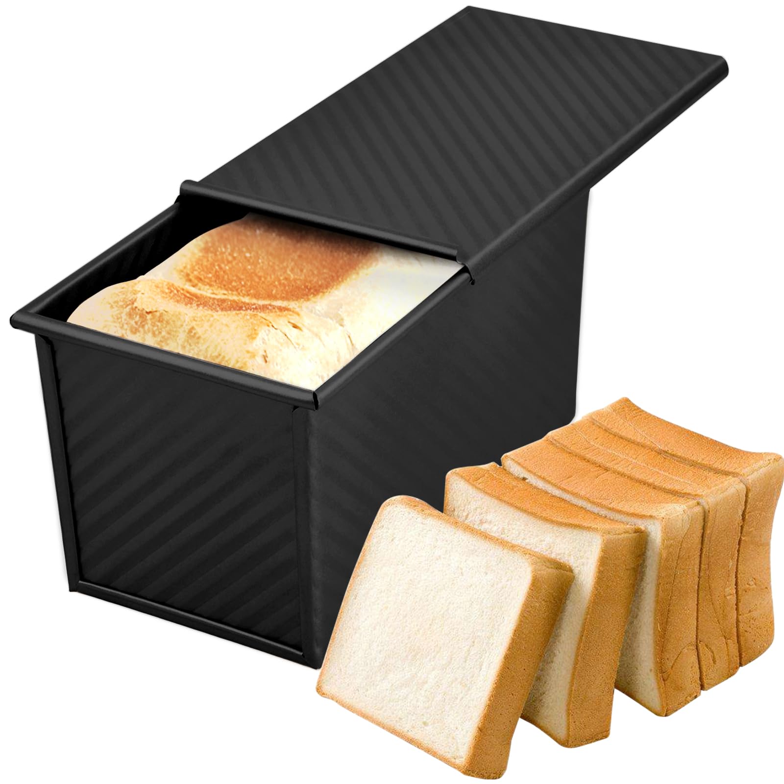 Alvinlite Stampo Per Pane Con Coperchio – Teglia Antiaderente In Alluminio Per Toast E Pane Fatto In Casa - 3