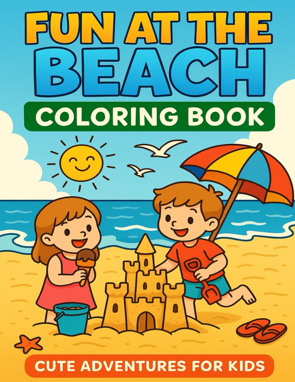 Fun at the Beach: Coloring Book: Summer and Beach Adventures Coloring Book for Kids Ages 4–8 | Fun Ocean, Sandcastle, Ice Cream, and Sunshine Activities | Cute Summer Coloring Pages for Boys and Girls