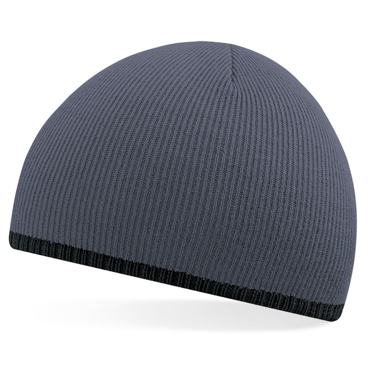 Beechfield 2 tone beanie knitted hat in Graphite grey / black