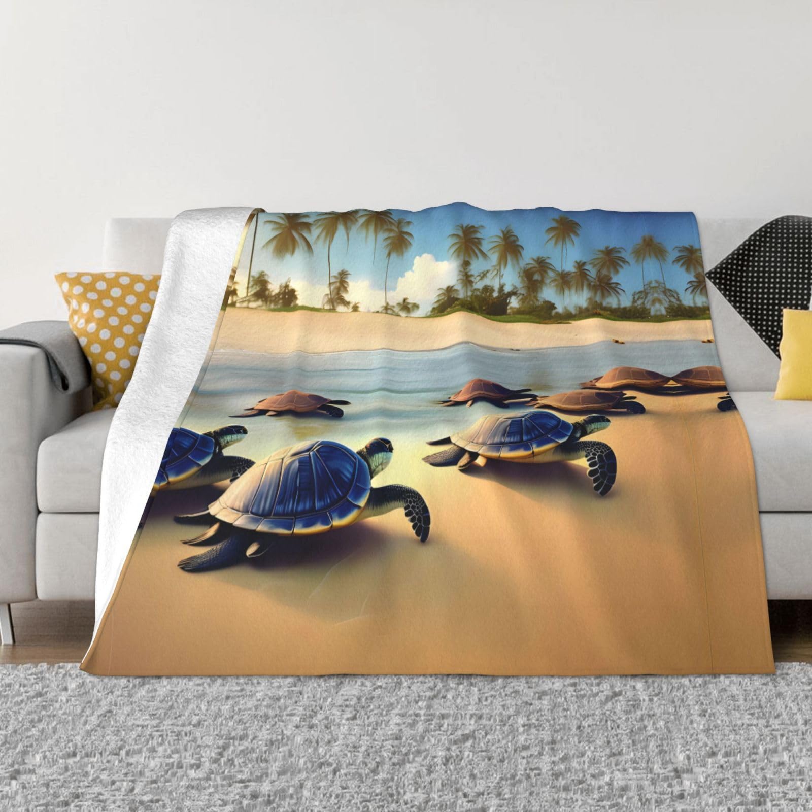 Plaid tortue flanelle couverture canapé lit voyage et camping compacte