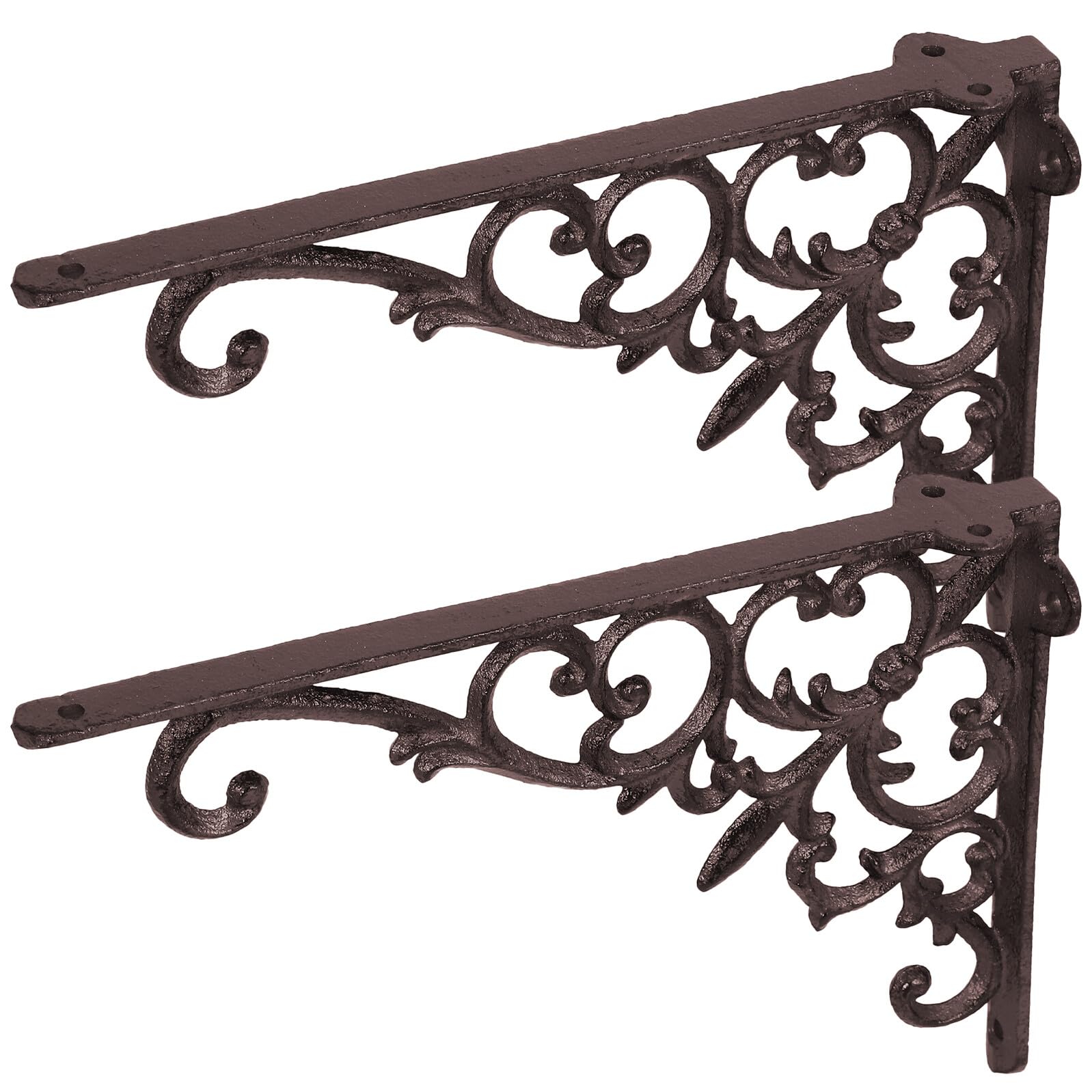 GALPADA 2 piezas Soportes de Estantes de Hierro Fundido con Diseño Floral Escuadras de Ángulo Recto Decorativas para Estanterías de Pared Resistentes y Fáciles de Instalar