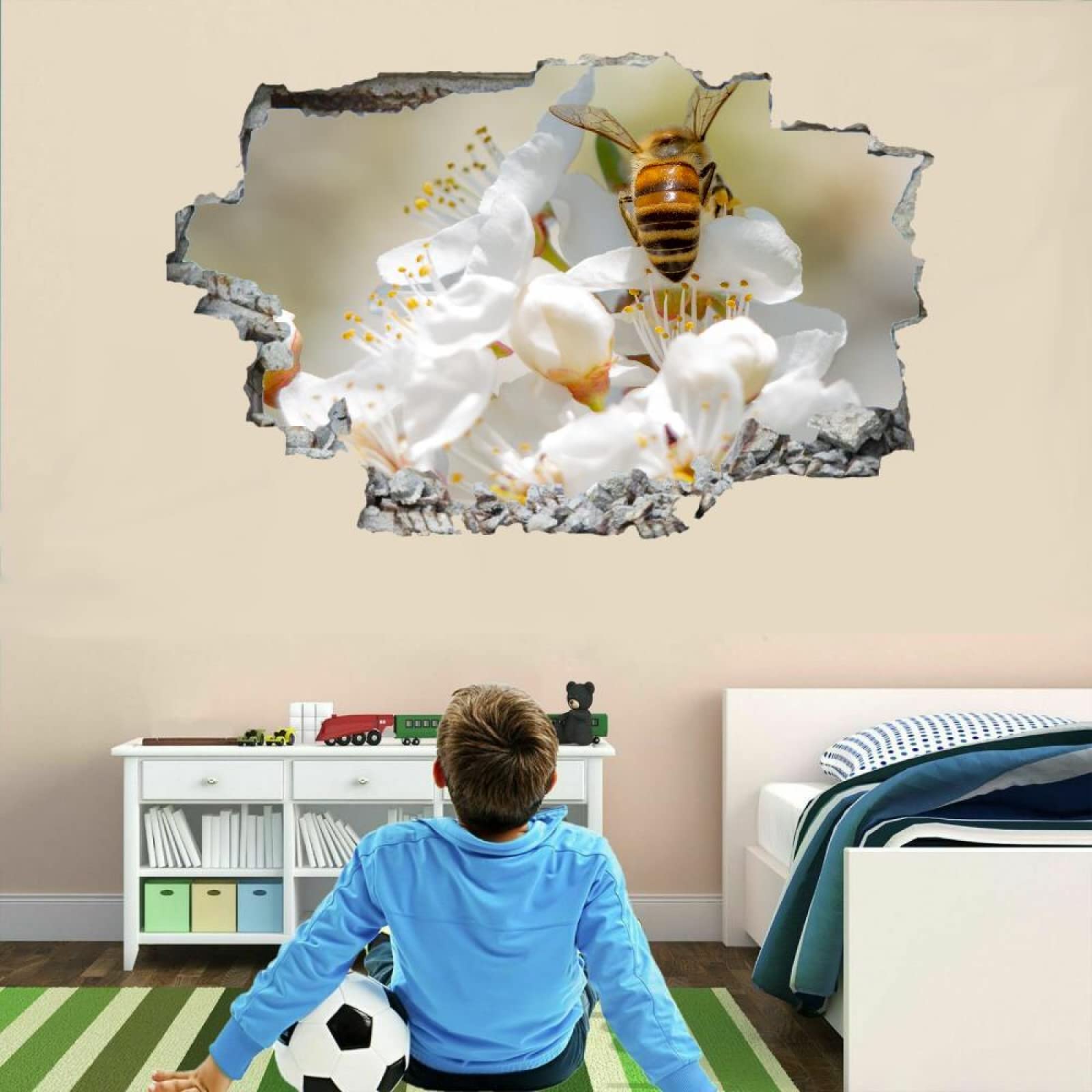Decorazione Da Parete 3D, Fiori Stanza Delle Autoadesivo Della Parete Smontabile Api Decalcomanie Per Camera Da Letto Per Bambini Nursery Decorazioni Per Matrimoni Regalo 80x120cm