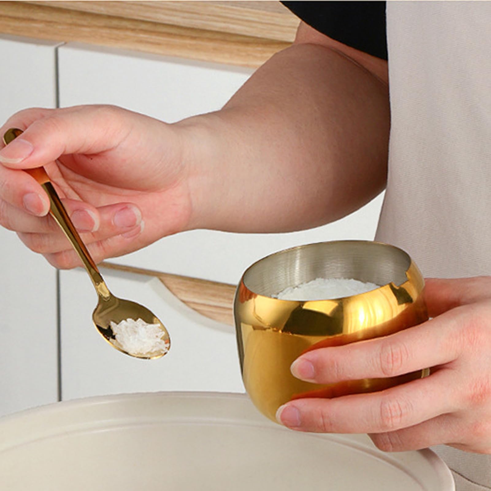 Set di tre pezzi per condimenti in acciaio inossidabile 304, bottiglia di sale e pepe in polvere da cucina, barattolo di condimento per la casa, B | bottiglia di polvere di sale e pepe da cucina