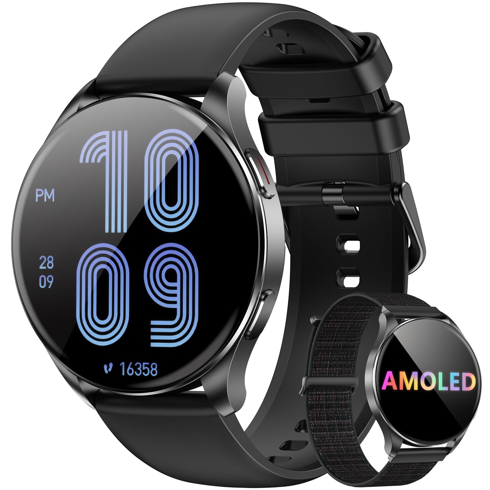 Blackview Smartwatch Uomo Donna, Effettua e Rispondi alle Chiamate, Orologio Smartwatch Fitness con 1.43' HD AMOLED/112+ Sportive/SpO2/Monitoraggio del Sonno/Cardiofrequenzimetro per Android IOS