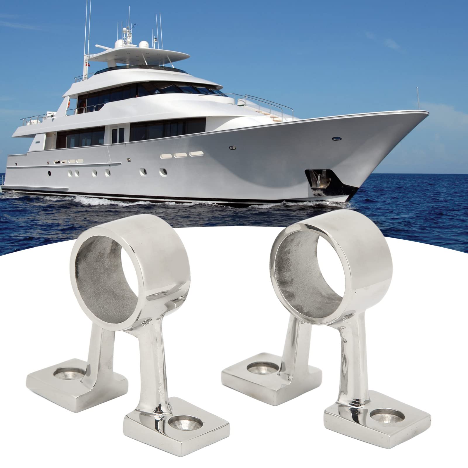 2 Piezas de Accesorios de pasamanos Marinos, Conector de pasamanos de Barco Soporte Central de pasamanos de Acero Inoxidable para tubería de 1 Pulgada