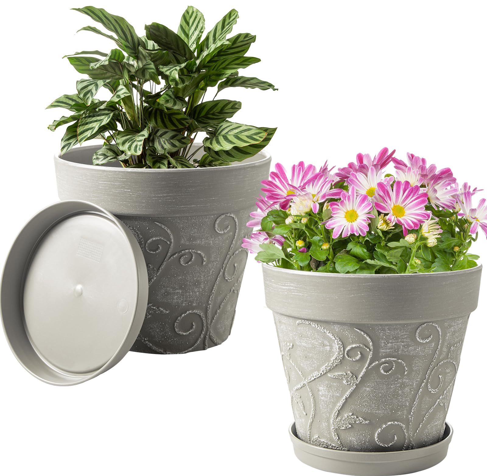 Melphoe 2 Pack 10 inch Plant Pots