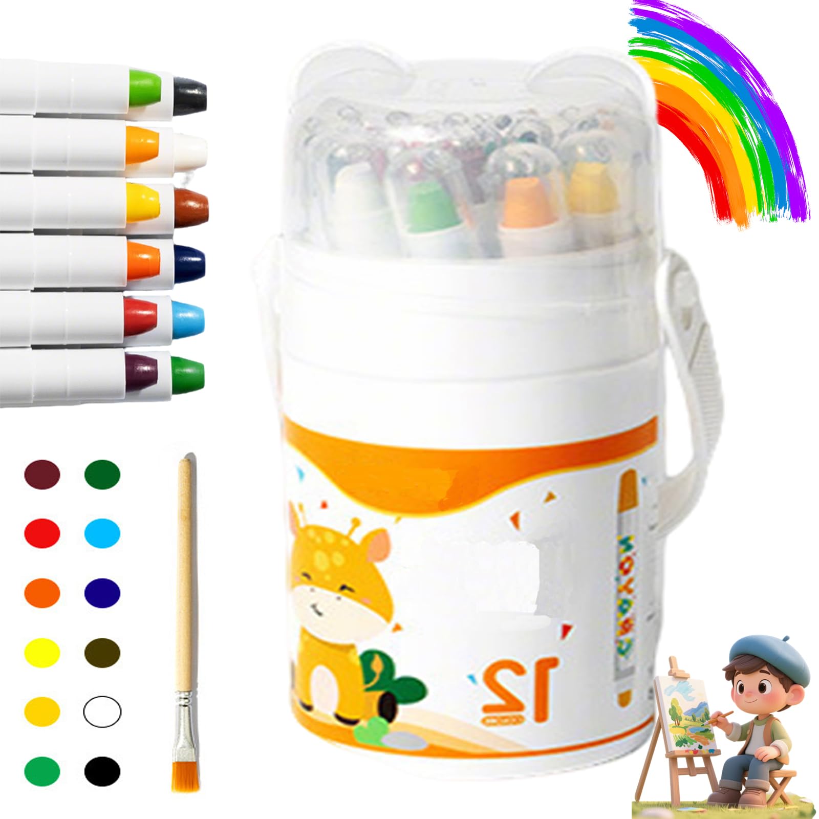 Twist Crayons: The Ultimate Mess-Free Art Set for Kids, Twist Crayons for Kids Ages 4-8, 12/24/36/48 Colors Washable Jumbo Twistable Crayon, Ultra-Silky Easy-Grip Art Supplies (12pcs)