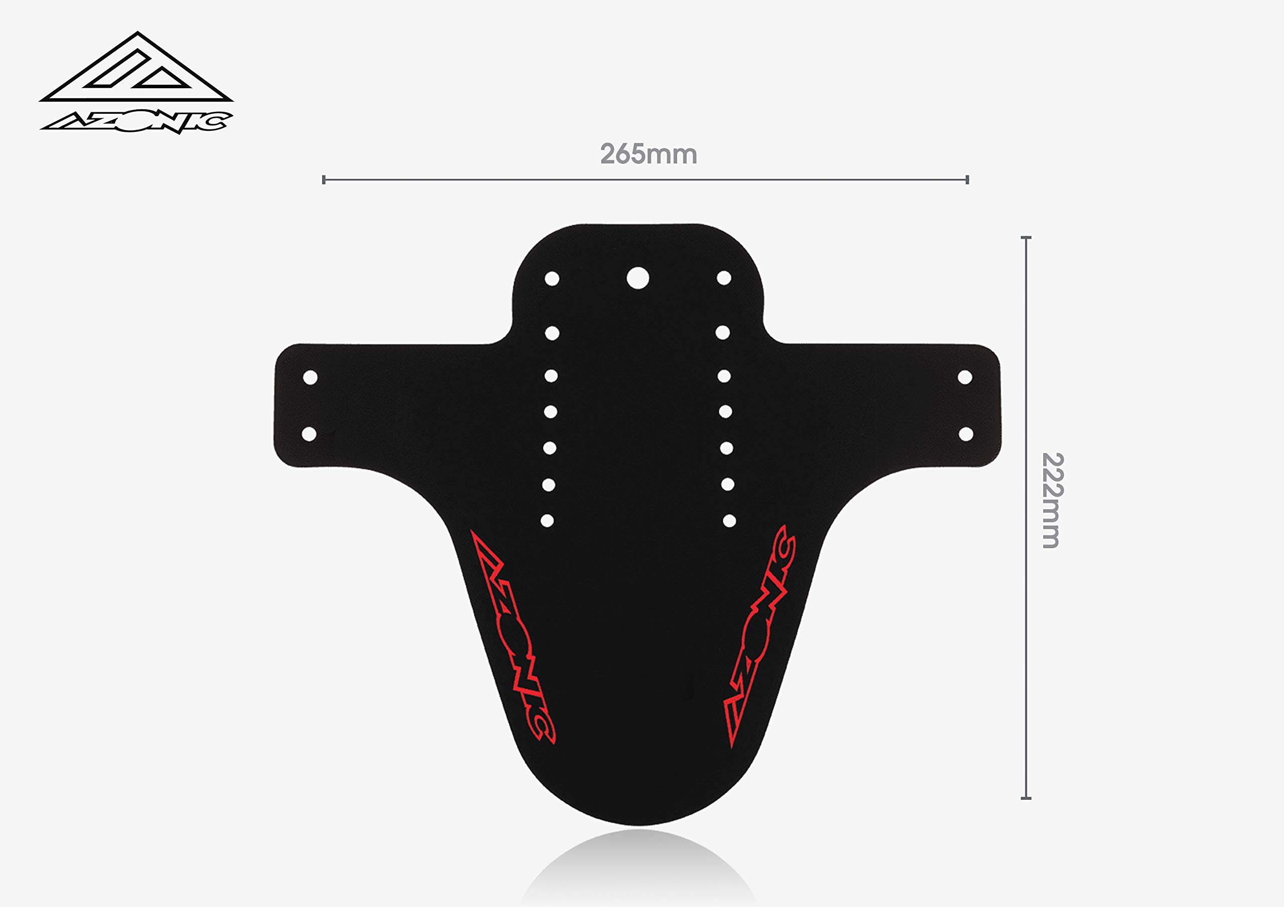 AZONIC | Fahrrad-Schutzblech | Mountainbike Trekking E-Bike BMX MTB | Mud Guard I Schützt vor Schlamm und Schmutz, Mit 7 Befestigungslöchern, Aus Polypropylen