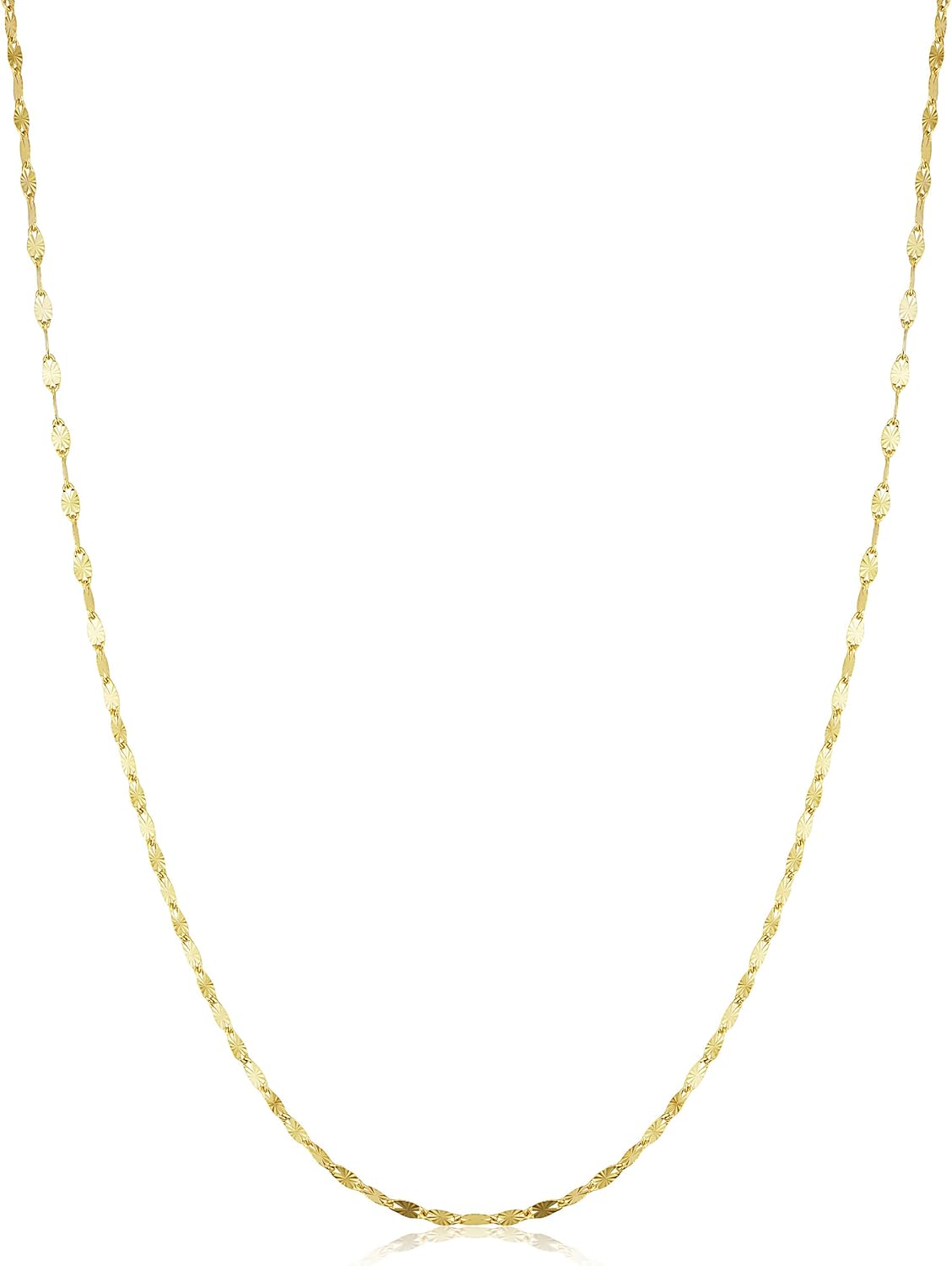 Kooljewelry Womens Mirror Link Chain - 14k Gold Filled Chain Necklace, 1.5mm, Spring Ring Clasp