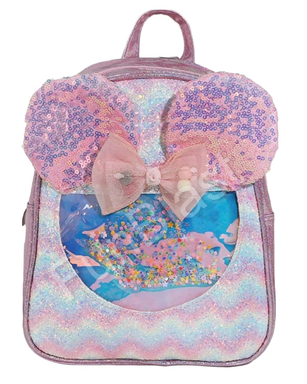 FunBlast Bow and Ear Design Glitter Bag for Girls – Fancy Bags for Kids, Small Backpack for Picnic Outdoor Travel Bags for Girls, Korean Bag for Girls, Stylish and Fancy Bag-image-42