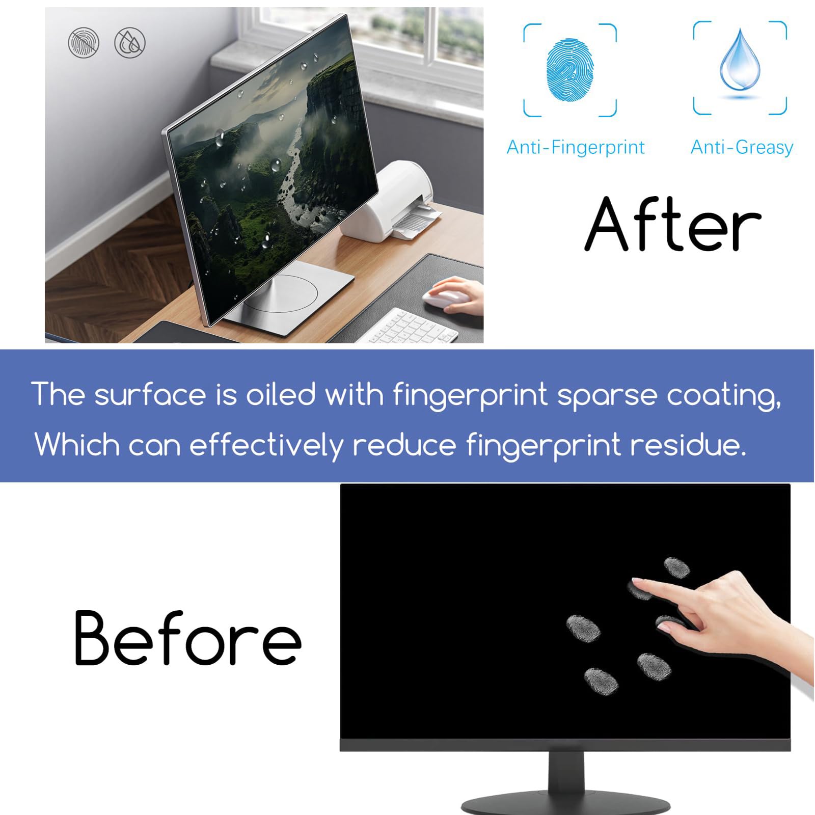 Lámina Protectora para televisor de 55 Pulgadas: antirreflejos, antirayaduras y Anti-luz Azul; protección Ocular contra los Rayos UV,55in(1221×689mm)
