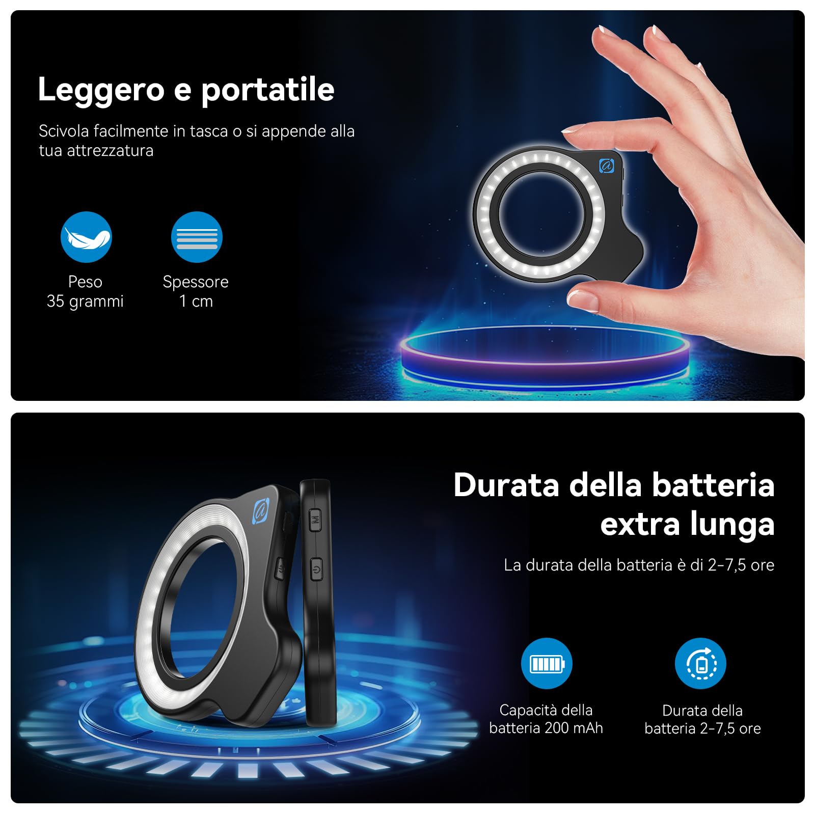 10-20x Obiettivo Zoom Macro con Clip universale per Obiettivo, Macro HD per iPhone e Telefoni Android,Set di Obiettivi Zoom con Luce di Riempimento per Smartphone