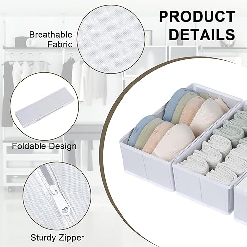 Miniatura 6 de DIMJ Organizadores de cajones, juego de 4 organizadores de armario de tela y almacenamiento, separadores de cajones para ropa de bebé, calcetines,