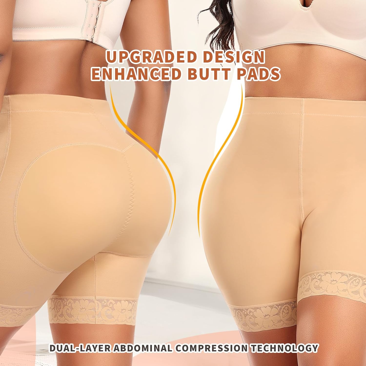 Werena Butt Lifting Shapewear Padded Underwear for Women Tummy Control Shorts Booty Pads Panties Lace Panty Girdle - Image 2