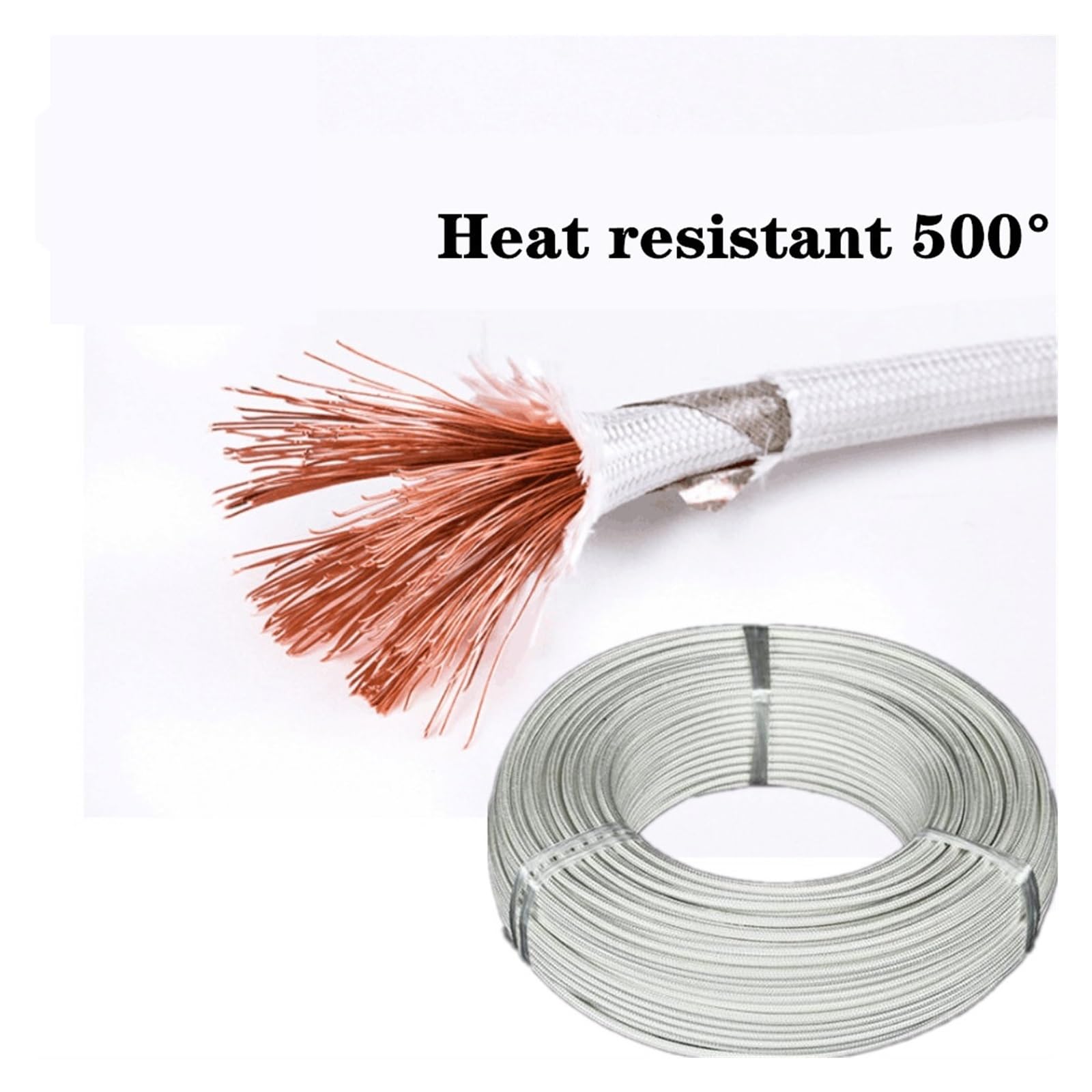 Cable eléctrico resistente a altas temperaturas, Paquete múltiple blanco AWG del alambre de calefacción trenzado silicón la mica nicromo 500C 10m(13 AWG 2.5mm)