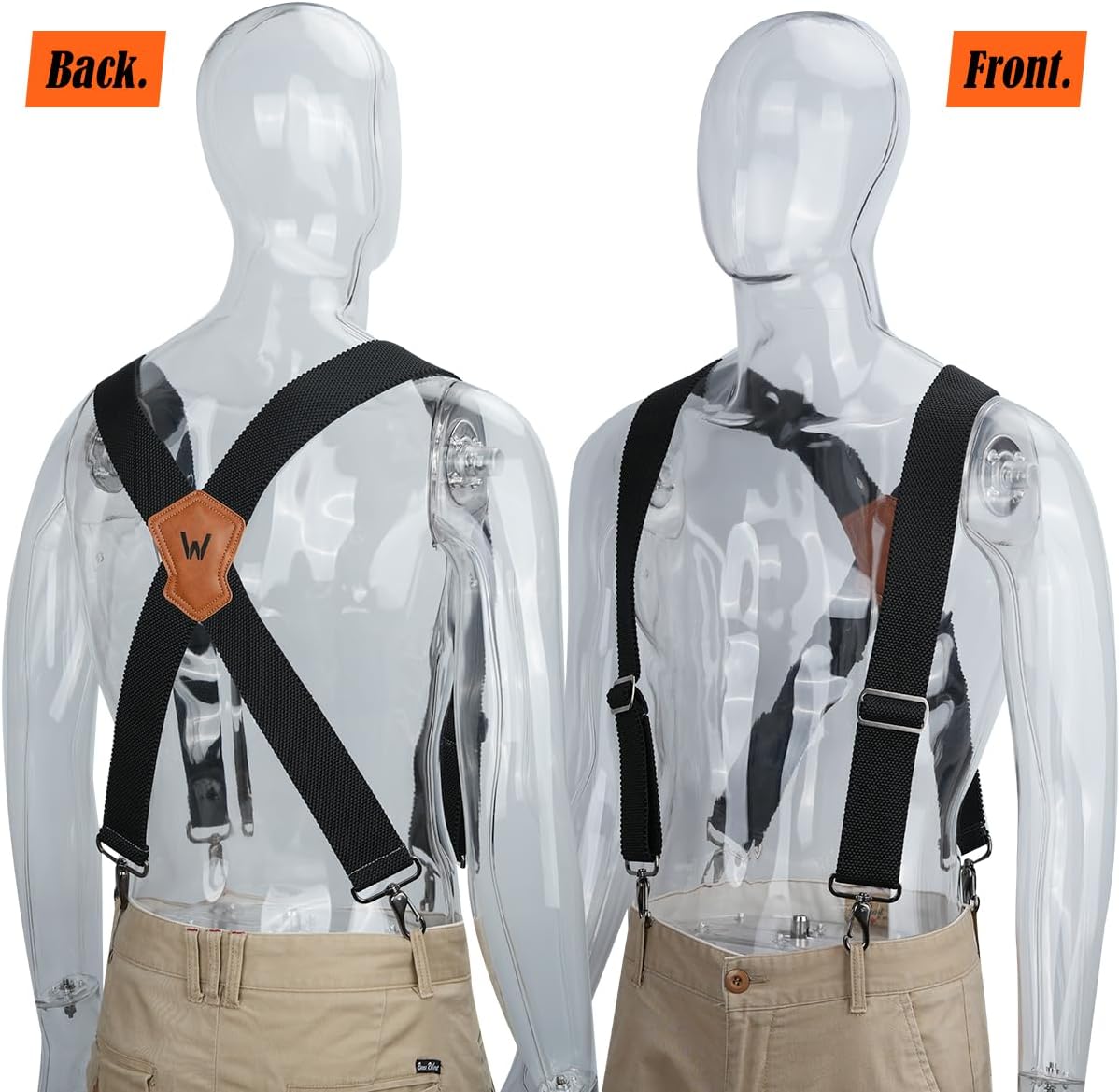 WELKINLAND HD Elastic Work Suspenders, Heavy Duty Suspenders For Men, 2-Inch Wide Suspenders For Men, Mens Suspender For Jeans, Man Suspender With Hooks For Belt Loop, Work Suspender For Man - Image 3