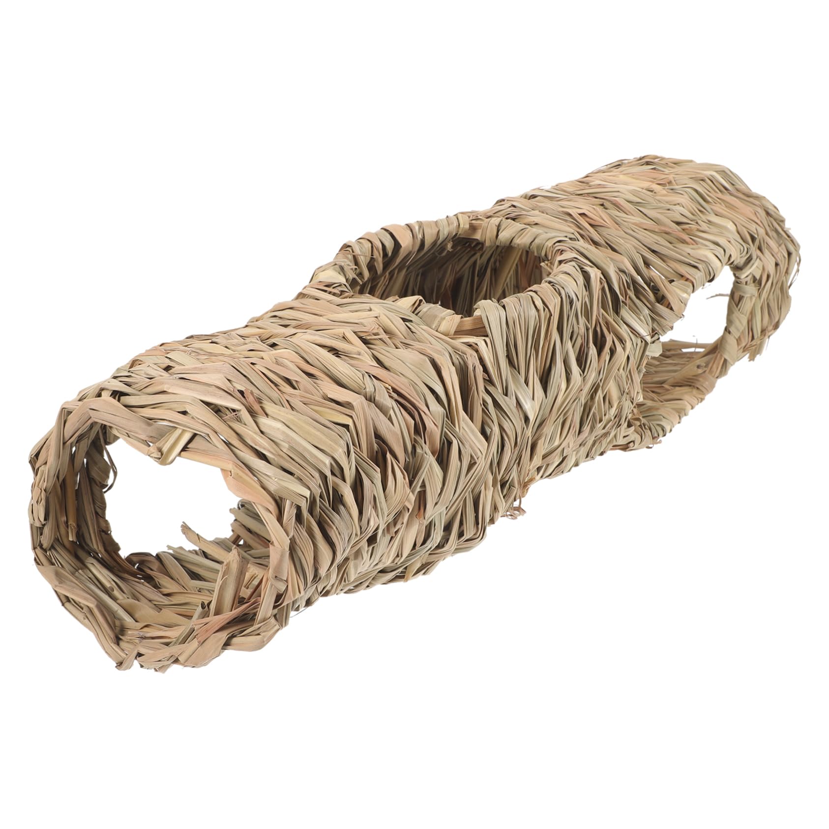 BELLIFFY Pet Tunnel Hand-Woven Straw Multi-Hole Hideaway Tunnel for Hamster Guinea Pig Chinchilla