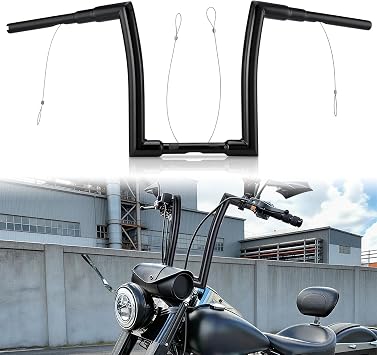 12 inch Rise 1.5 inch Fat Ape Hangers Handlebars for Harley Most Dyna Softail Sportster Road King Road Glide, Black
