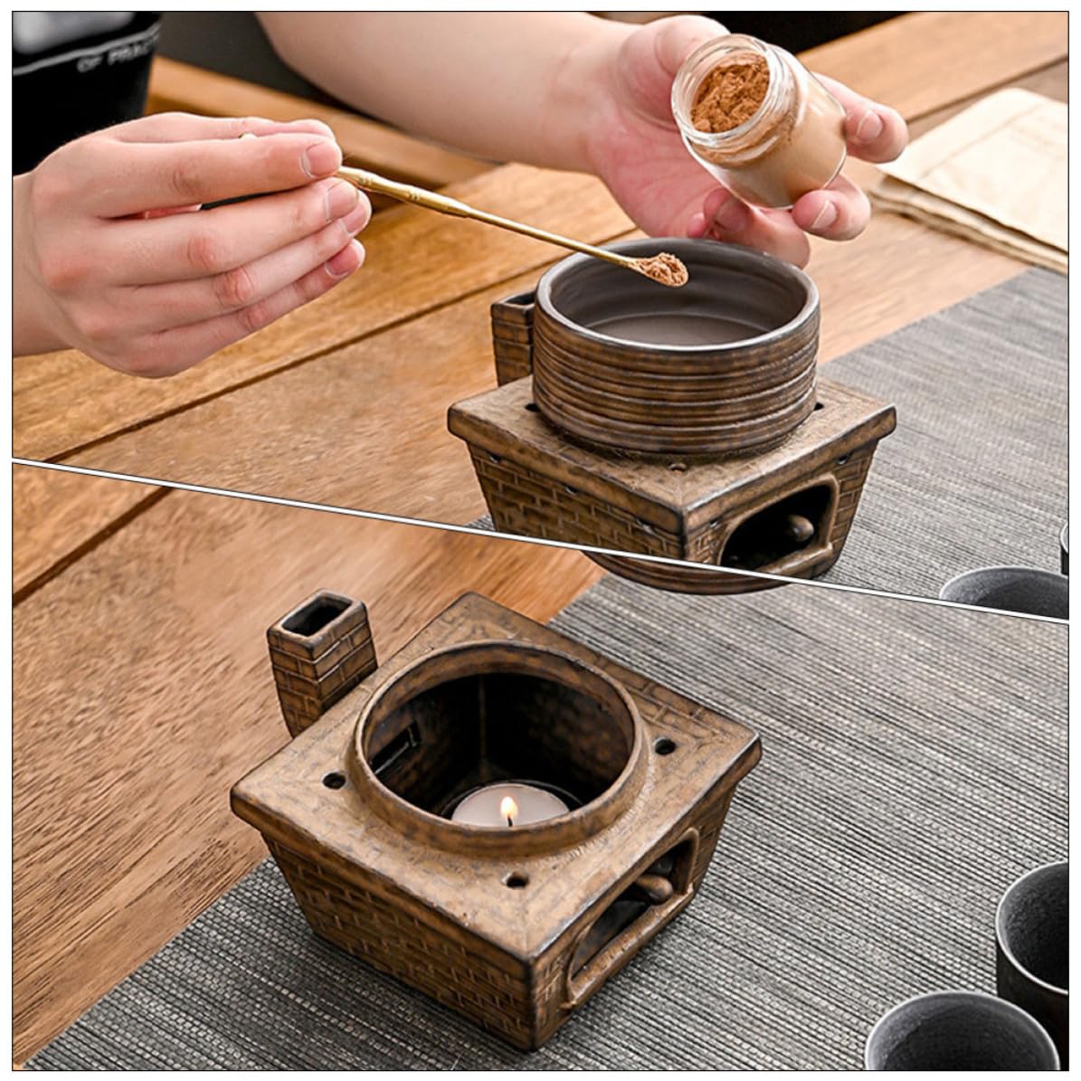 Holibanna Bruciatore di Aromi in Terracotta Aspetto Antico Raffinato e Delicato, Porta Bruciatore Pratico per Bastoncini, per Studio e Relax Effetto Decorativo