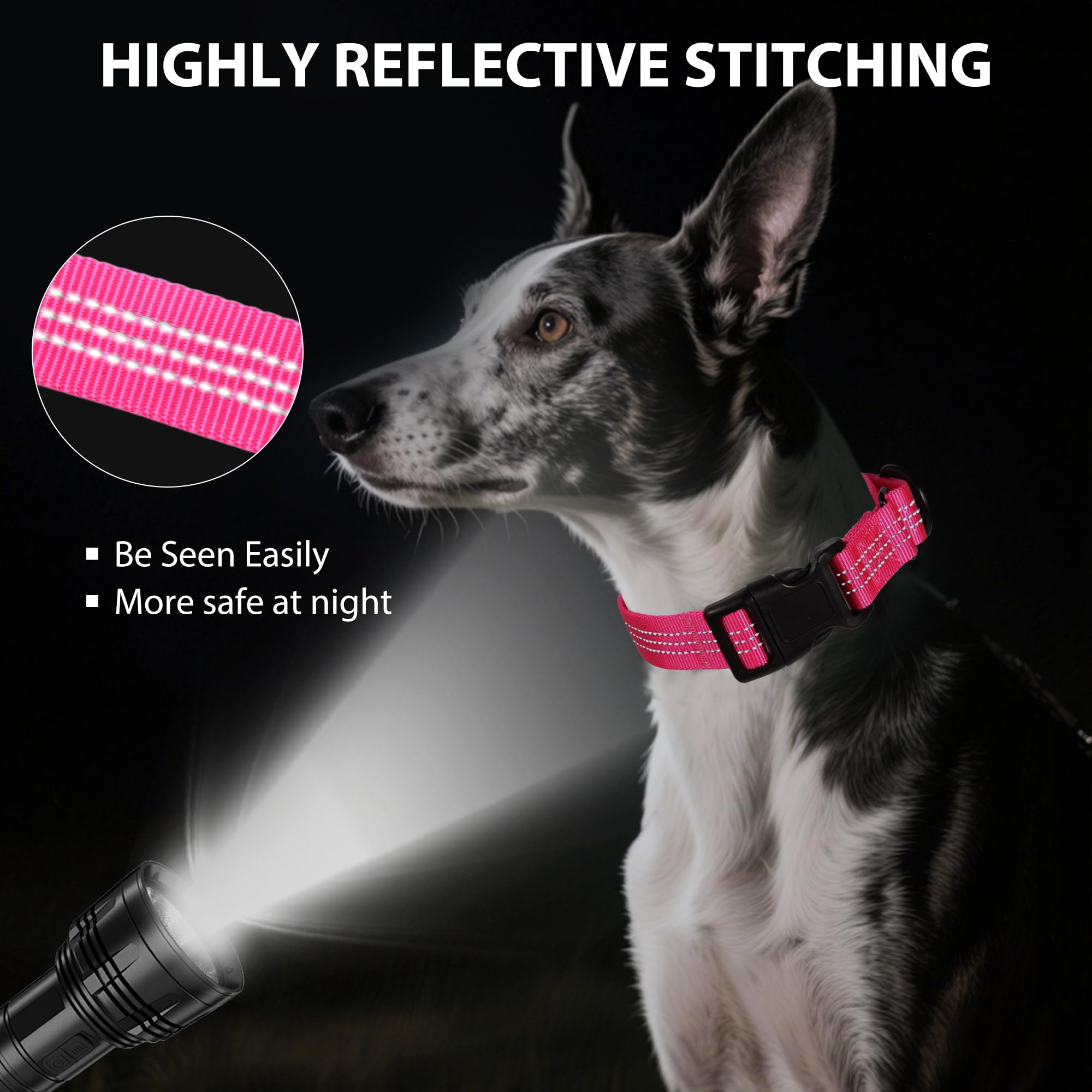 Yunleparks Martingale Dog Collar Quick Release Buckle No Pull Reflective Non-Slip for Medium Large Dogs Training (Pink, Medium (Pack of 1))