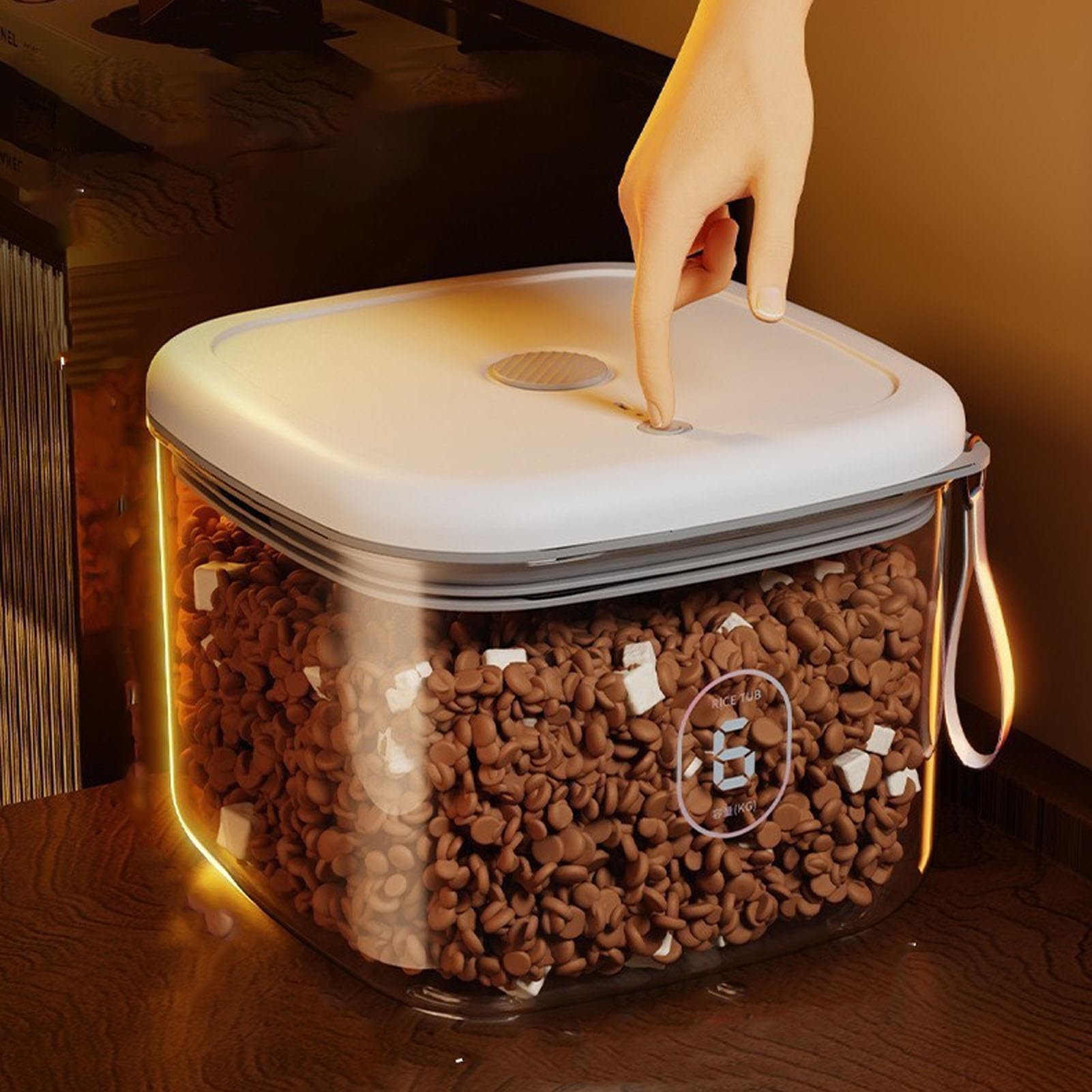 Asixxsix Contenitore di stoccaggio del cibo per animali domestici, Eccellente contenitore alimentare a vuoto di sigillatura container alimentare elettrico a vuoto di grande capacità