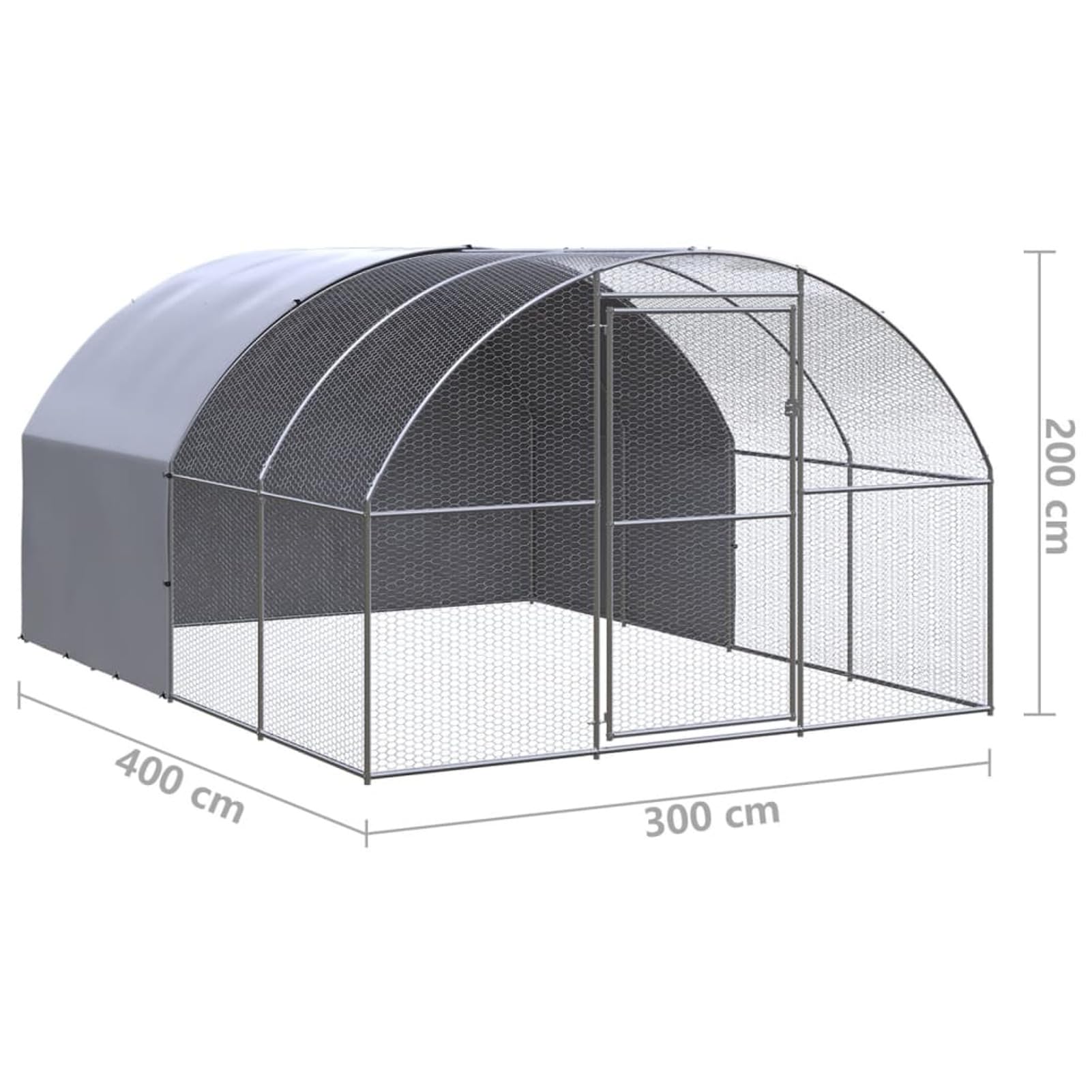 ARKEM Recinto per Cani da Giardino, Gabbia per Conigli, Recinto per Animali Domestici, Gatti, Cuccioli, Porte con Chiavistello e Parasole, in Fili Metallici,Pollaio per Esterni 3x4x2 m in Acciaio Zinc