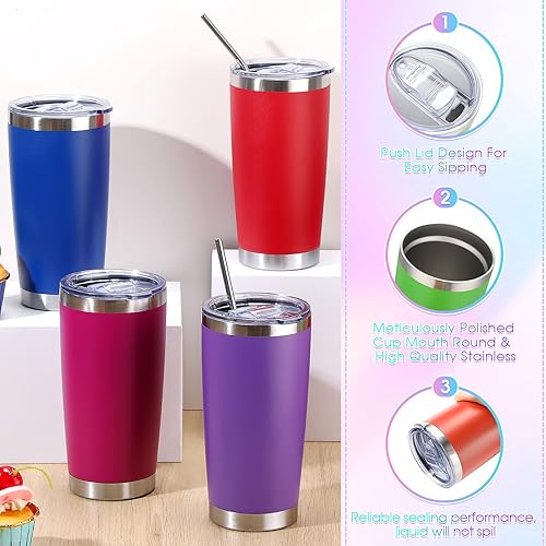 Miniatura 4 de Sieral Paquete de 25 vasos de acero inoxidable a granel de 20 onzas, vasos de viaje con aislamiento al vacío de doble pared, vasos duraderos a