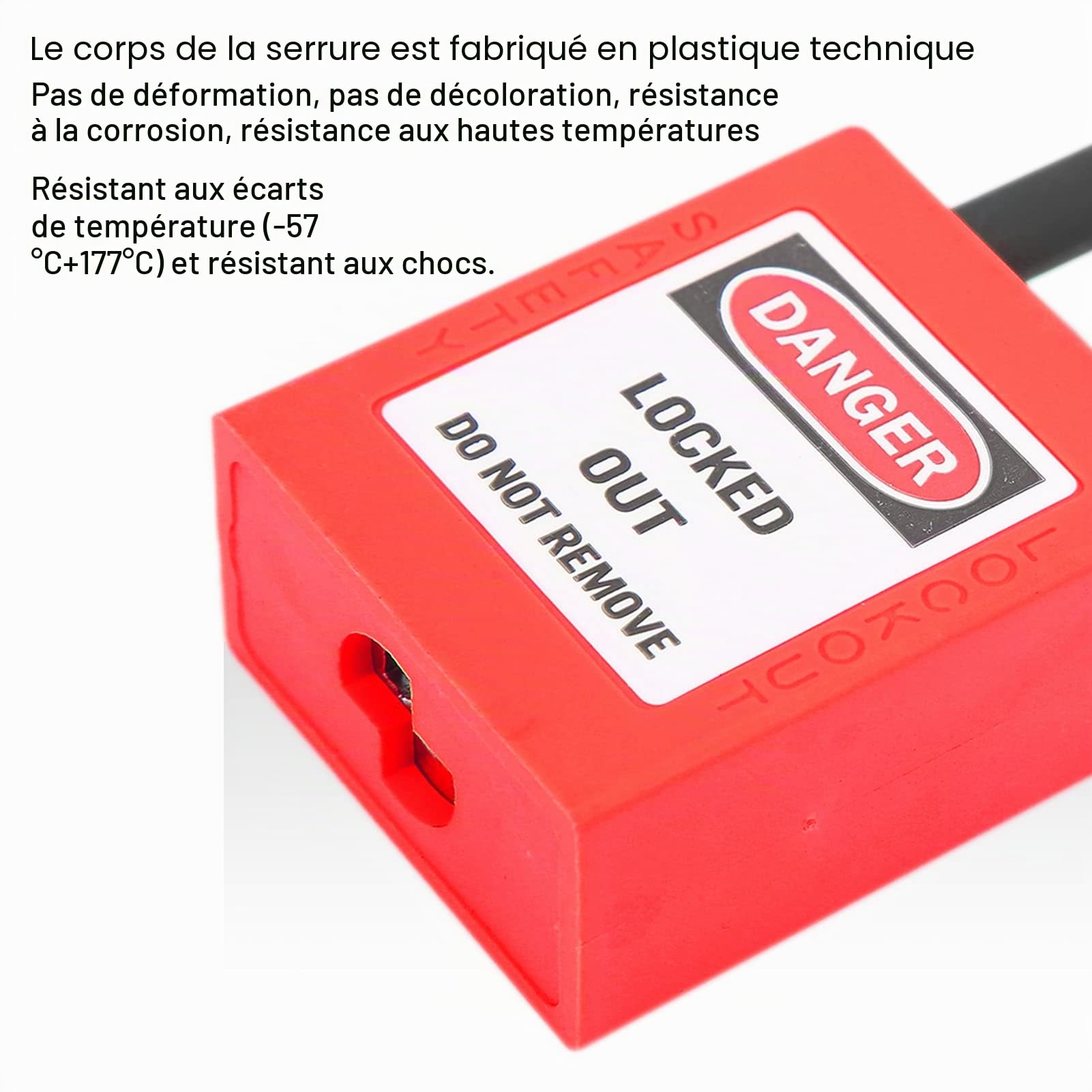 FILFEEL Verrou de Consignation, Cadenas de Sécurité en Nylon 38 Mm pour Site Industriel, Ensemble de Cadenas de Sécurité avec 2 Clés par Serrure, 10 Ensembles(Rouge)