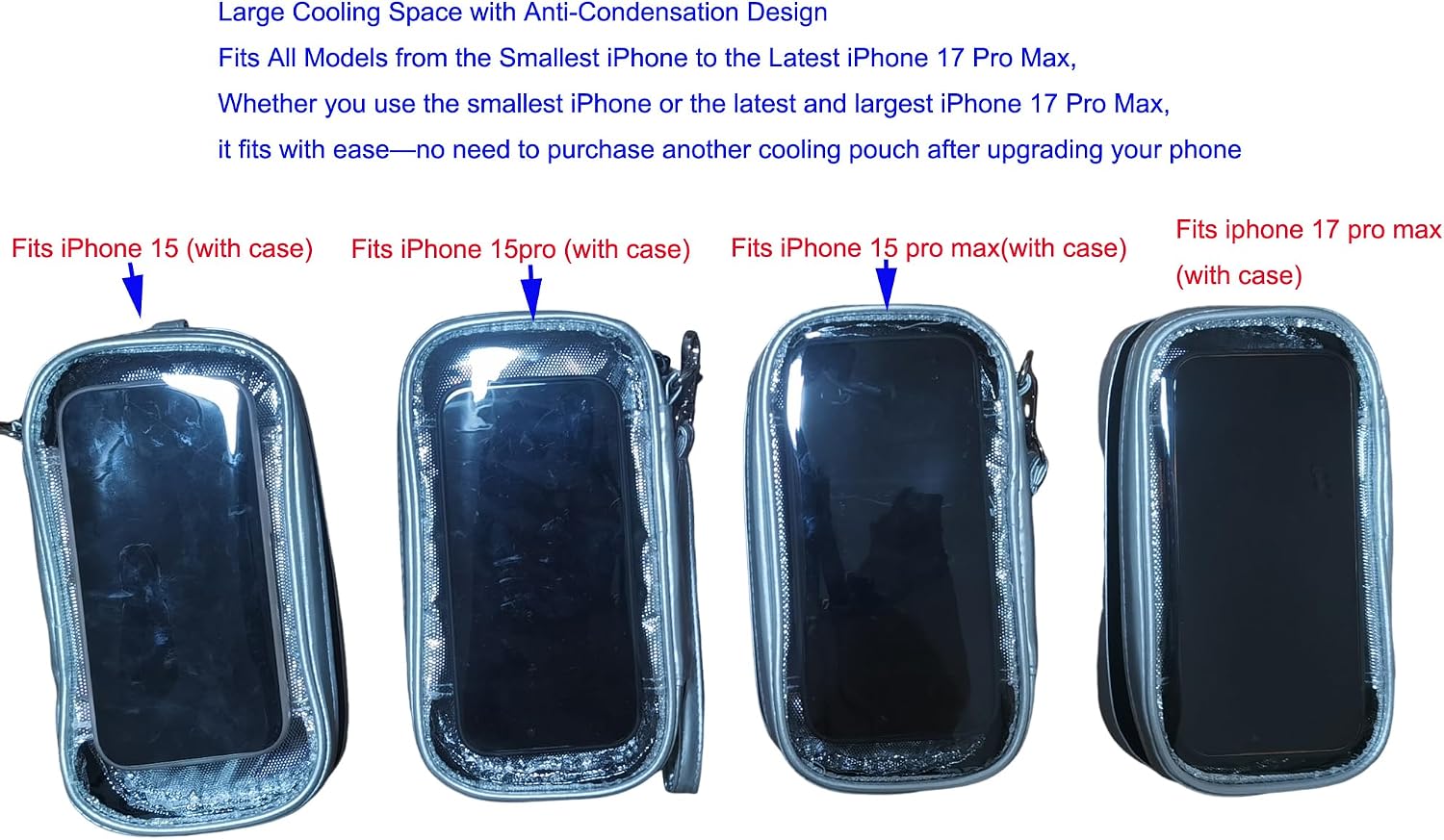Thermal Phone Bag for Sauna,HOTWORX & Hot Weather – Heat-Resistant Phone Cooling Pouch with Reusable Hot/Cold Gel Pack for iPhone Pro Max & Large Phones Silver