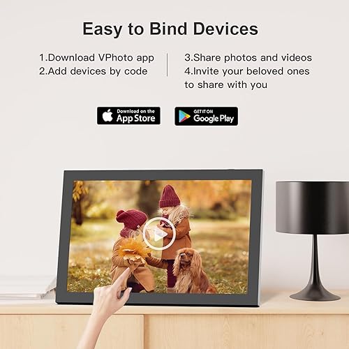 Miniatura 27 de Marco de fotos electrónico de 15.6 pulgadas, marco de fotos digital grande, pantalla de fotos inteligente para montaje en pared, 32 GB, pantalla