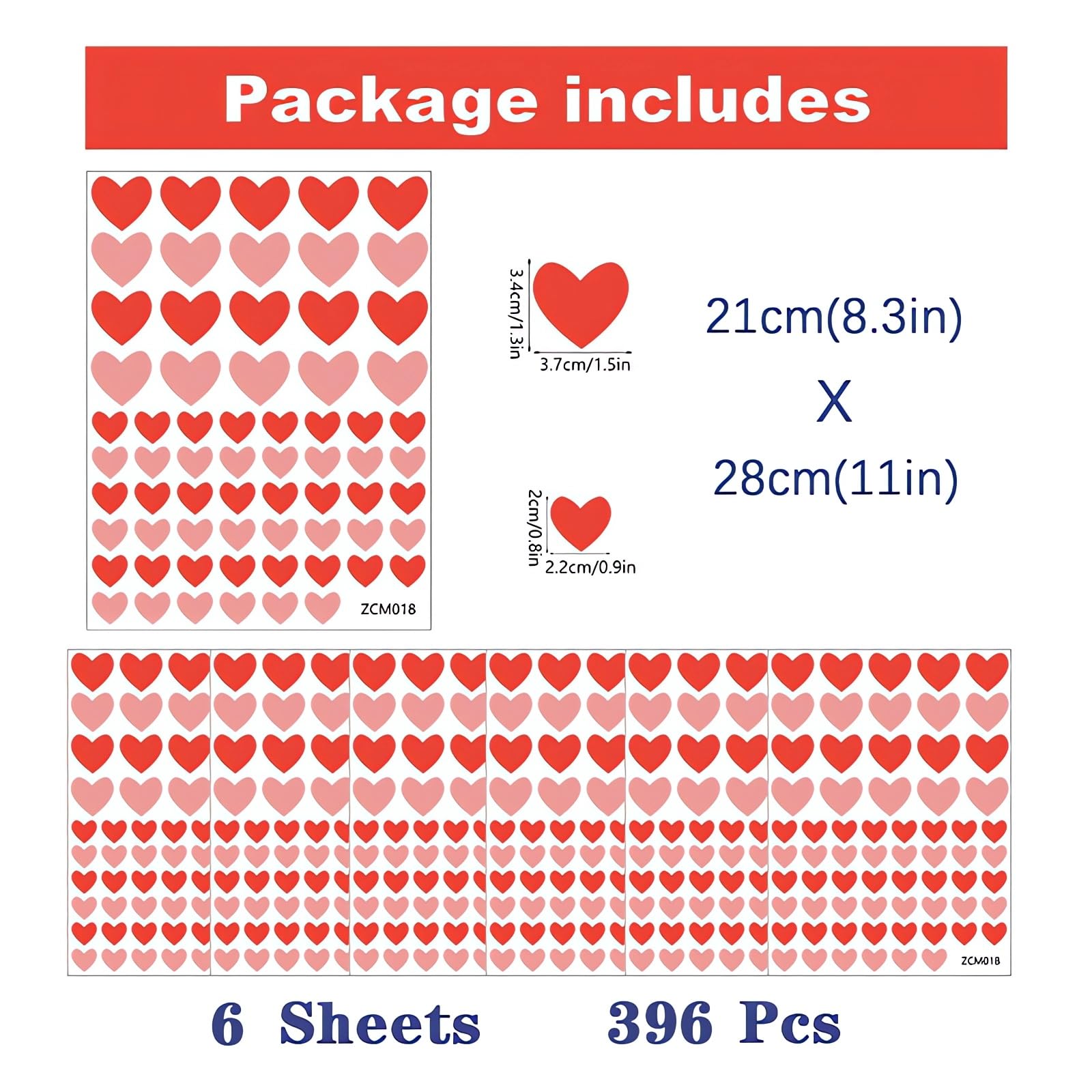 6 Sheets Small Love Pattern Wall Stickers (396 Pcs) - Removable Vinyl Decals For Nursery, Bedroom, Living Room DIY Decor - View #7
