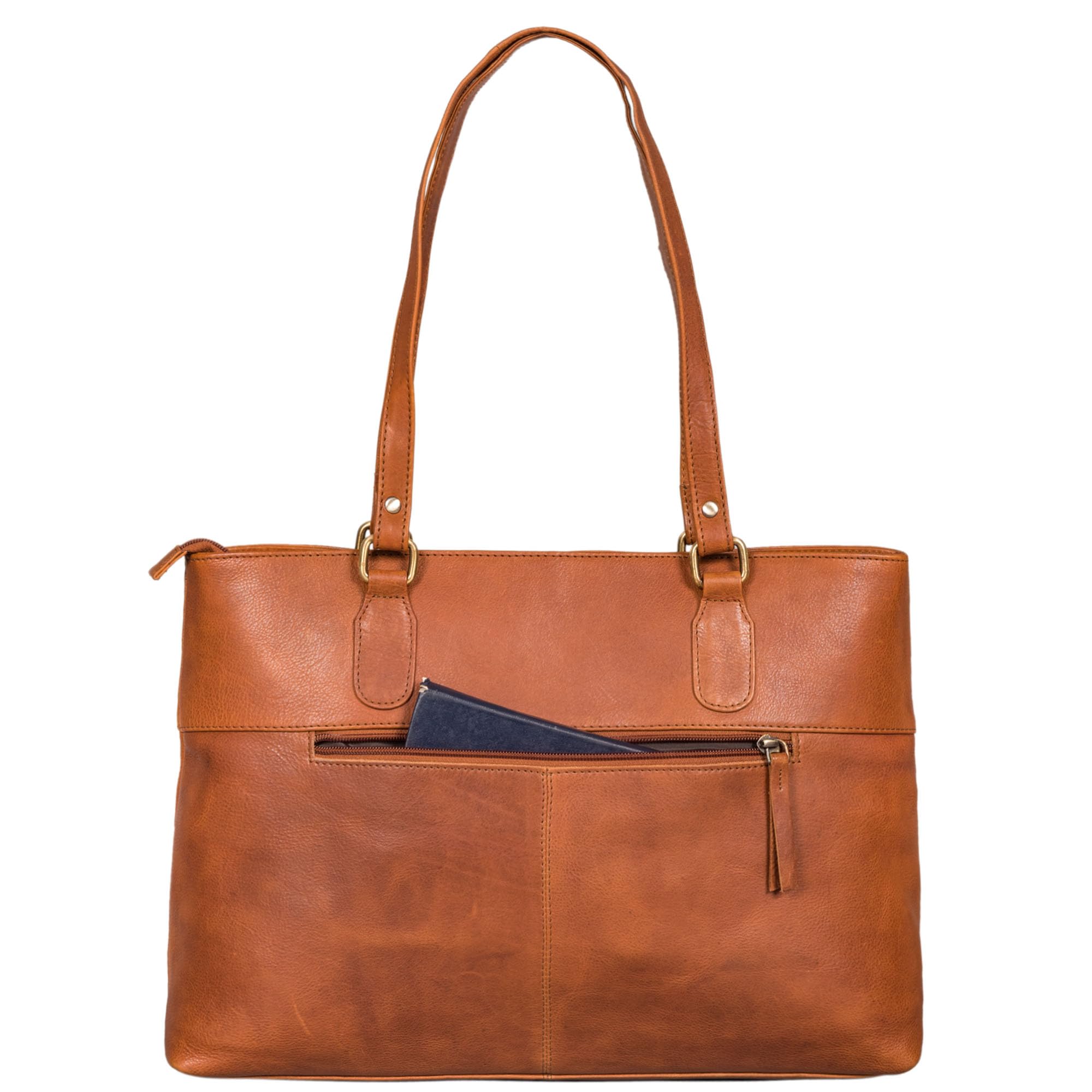 ROYALZ "Augustine Vintage Echtleder Handtasche Damen mittelgroß Leder Henkeltasche Schultertasche mit langen Henkeln;Farbe:Schwarz