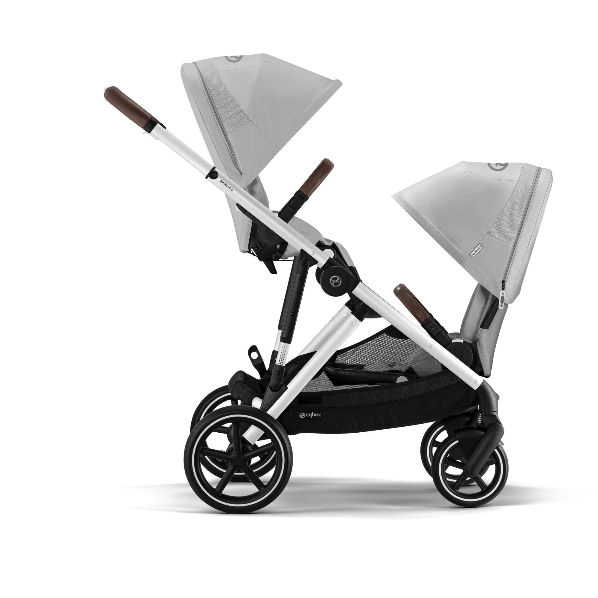 Poussette Double Gazelle S Unité de Siège Lava Grey Châssis Silver