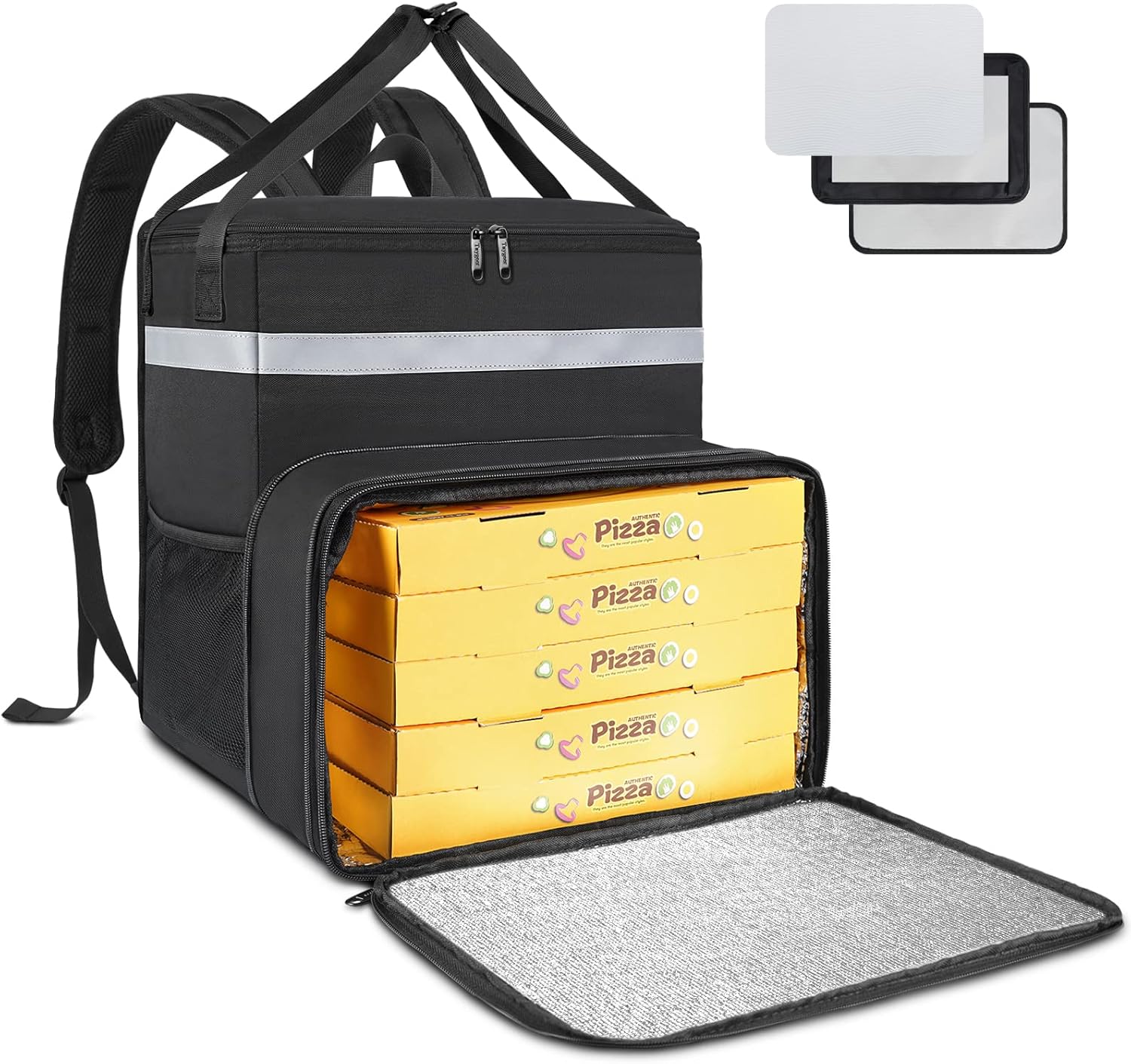 Food Delivery Backpack, Expandable Insulated Hot Pizza Bags for Delivery Bike, Large