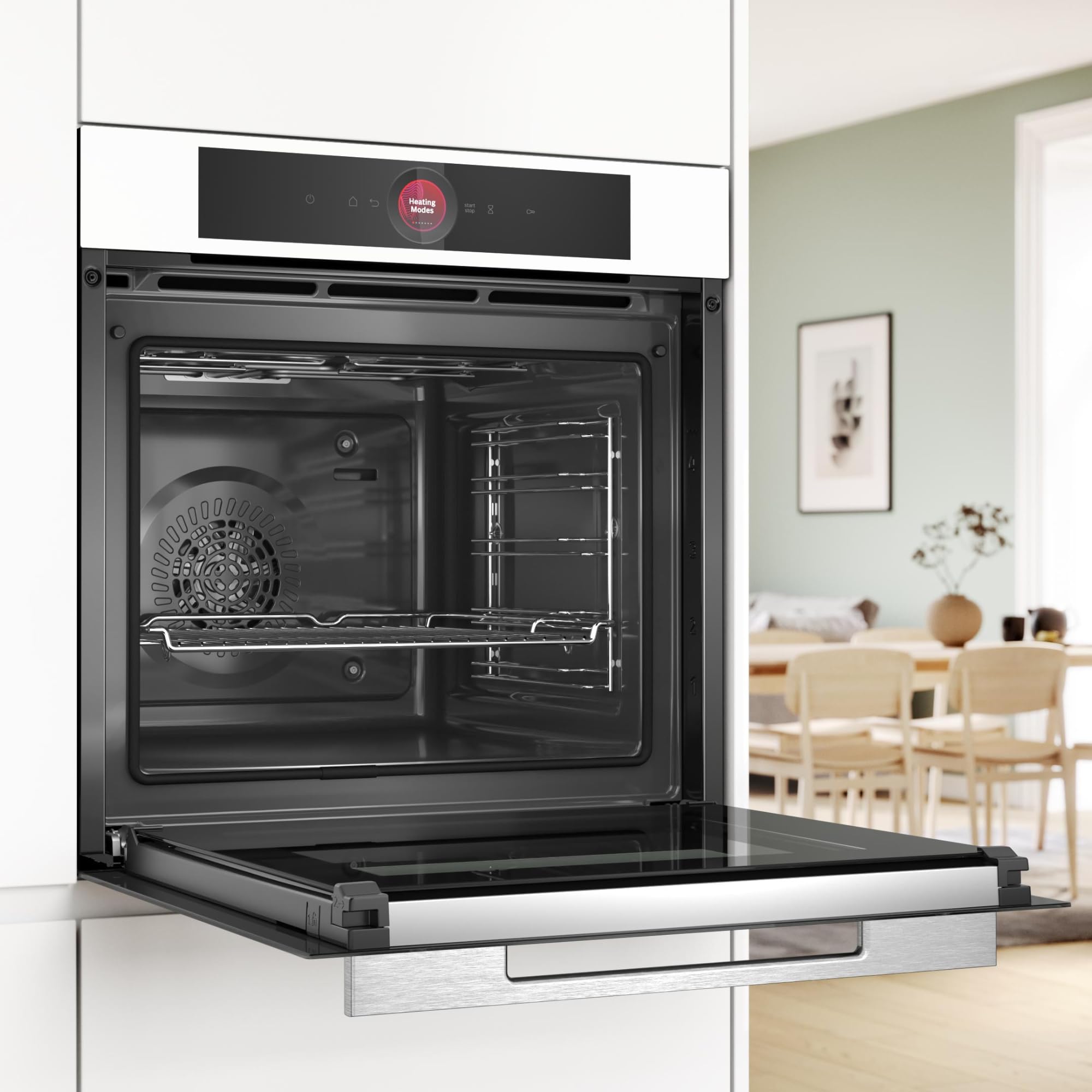 Bosch - Horno Multifunción, 60 cm, Serie 8, Electrónica TFT TouchControl, AirFry, Función Assist, Home Connect, Pirólisis, Blanco, HBG7741W1