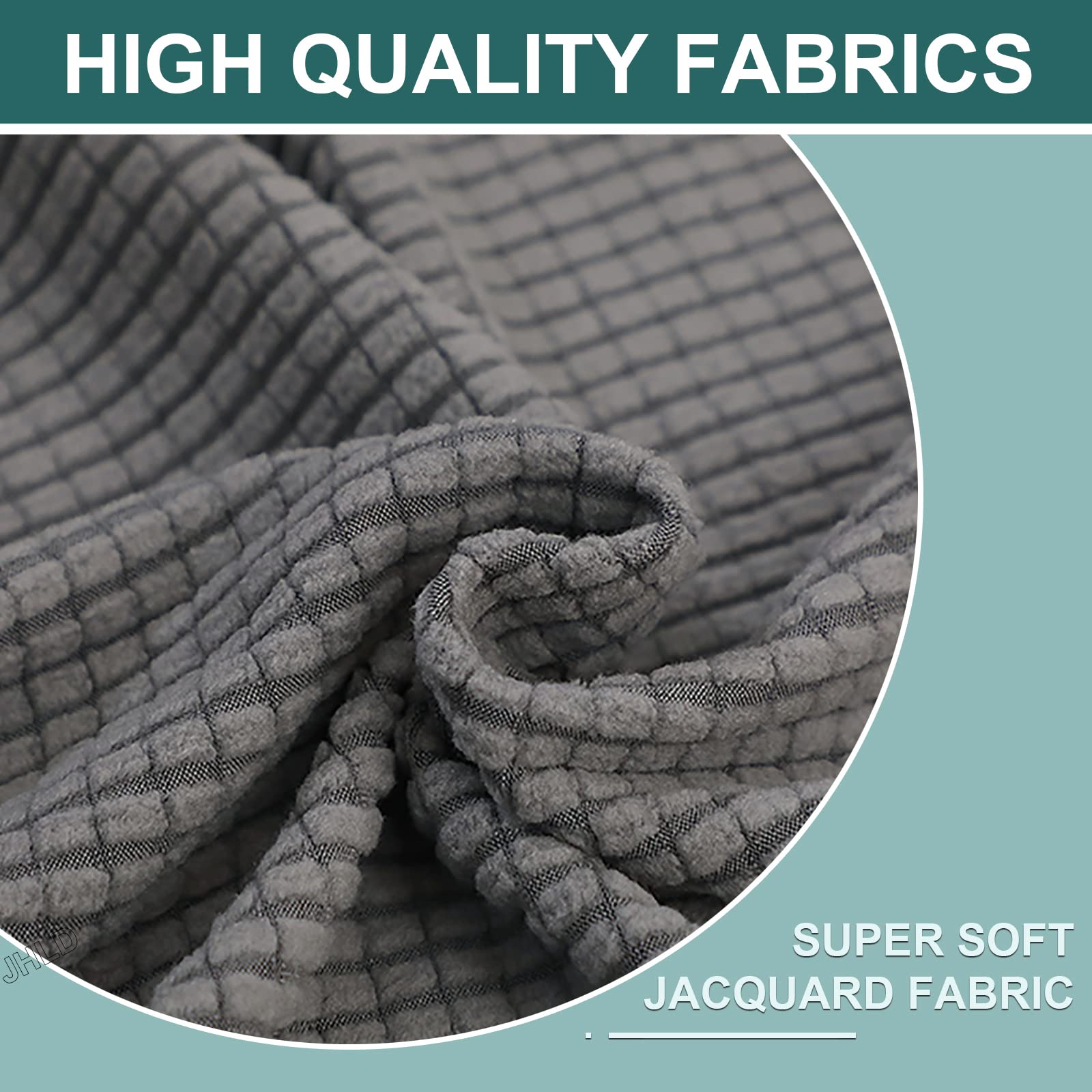 JHLD Stretch Ottoman Cover Rectangle, Ottoman Slipcovers Soft Removable Washable Footstool Protector Covers Elastic Storage Ottoman Slipcover for Cats Dogs -Light Grey-Large