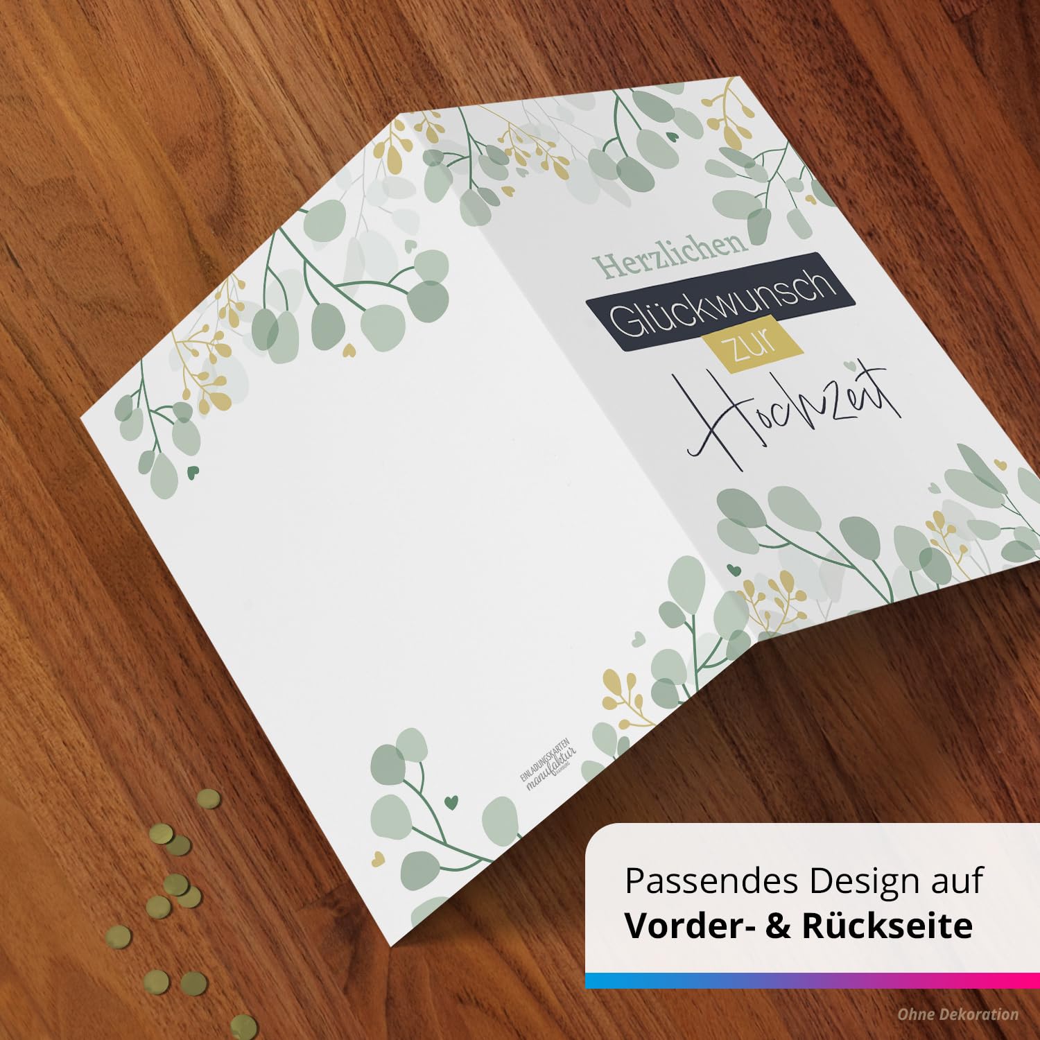XXL Hochzeits-Glückwunschkarte DIN A4 – Mit Umschlag, Blumenwiesen-Design & Edlem Text, Große Klappkarte