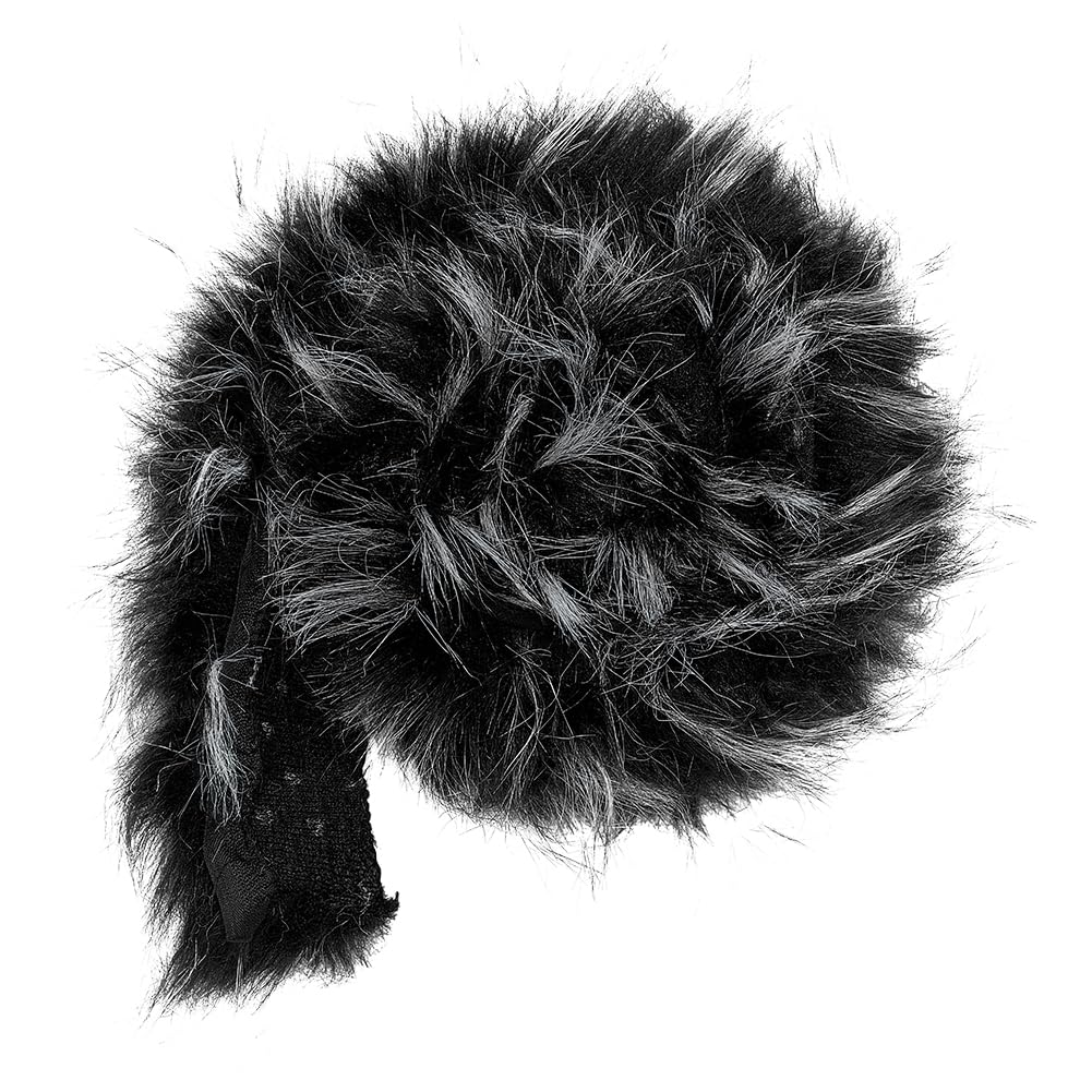 BENECREAT Black with White Faux Fur Ribbon, 1m×50mm/39×2inch Craft Faux Fur Fabric Pre Cut Rolls, Shaggy Furry Ribbon Roll for Pillowcase, Carpet, Clothing and DIY Handicrafts