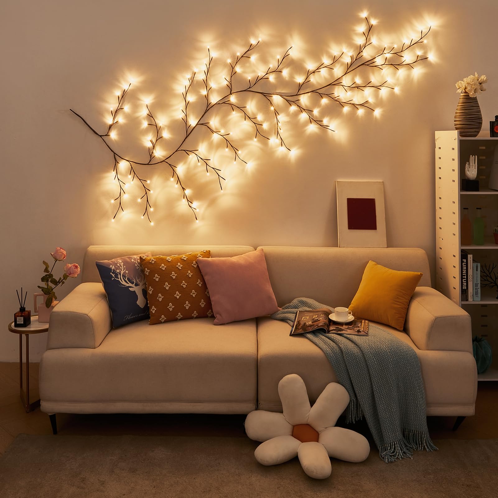 Verzauberte Weidenrankenlichter, 2,8 m, 160 LEDs, Reben für Heimdekoration, beleuchteter Baum für Wände in 8 Modi & Timer, Zweige Lichter für Halloween, Weihnachten, Urlaub, Dekoration, Innenbereich,